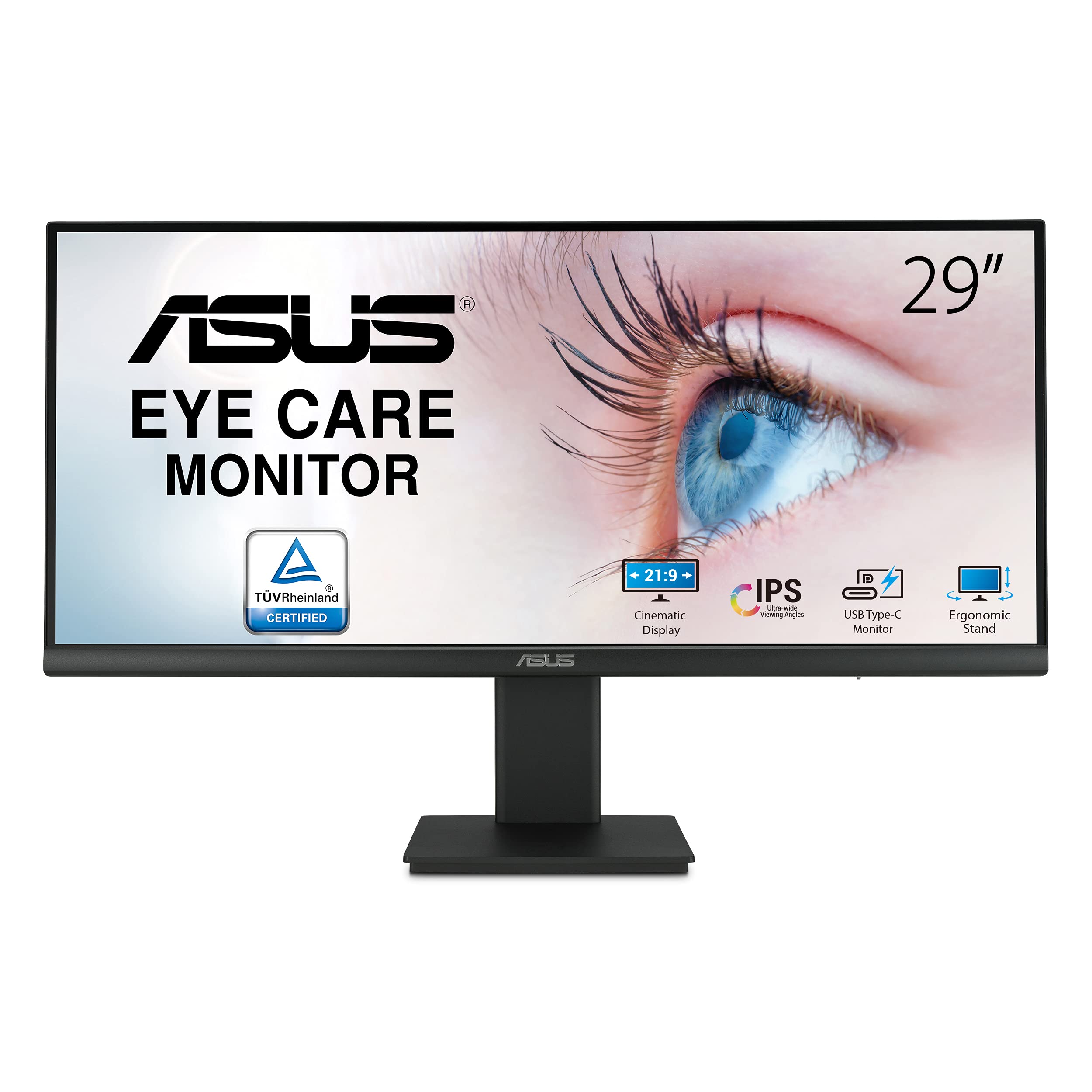 Asus 29    1080P Ultrawide Hdr Monitor (Vp299Cl) - 21:9 (2560 X 1080), Ips, 75Hz, 1Ms, Usb-C W/ 15W Power Delivery, Freesync, Ey
