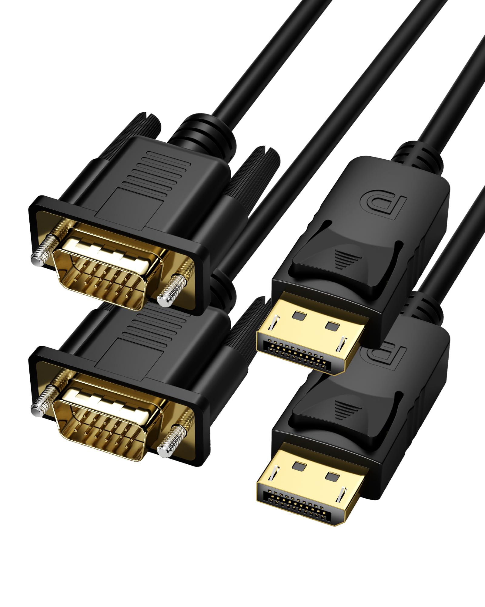 Foboiu 2 Pack Displayport To Vga 6Ft, 6 Feet Displayport To Vga Adapter Dp To Vga Cable Connects Dp Port From Desktop Laptop To