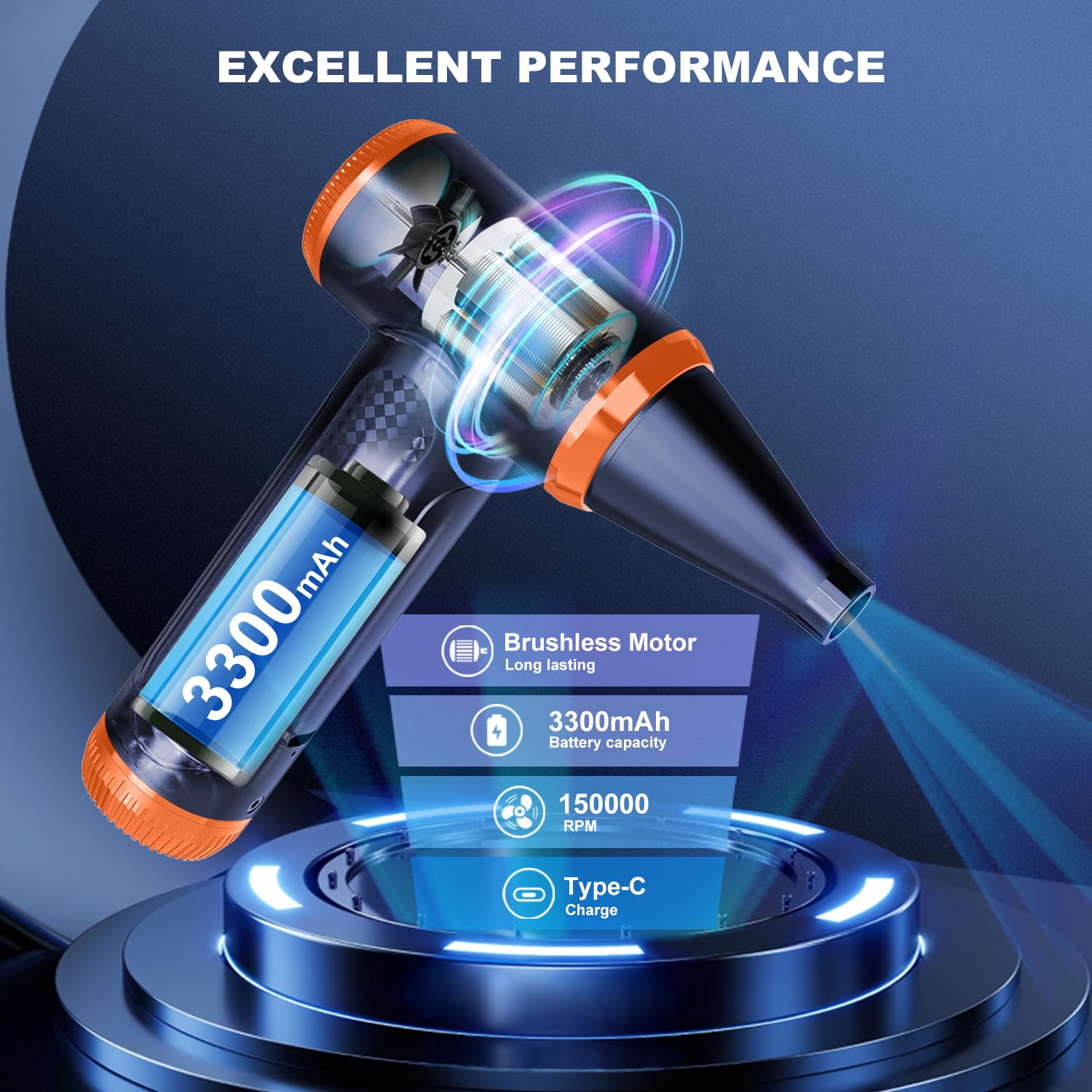 Dowylik Compressed Air Duster, 150000Rpm Stepless Speed Electric Air Duster Mini Air Duster Keyboard Cleaner, Rechargeable Good