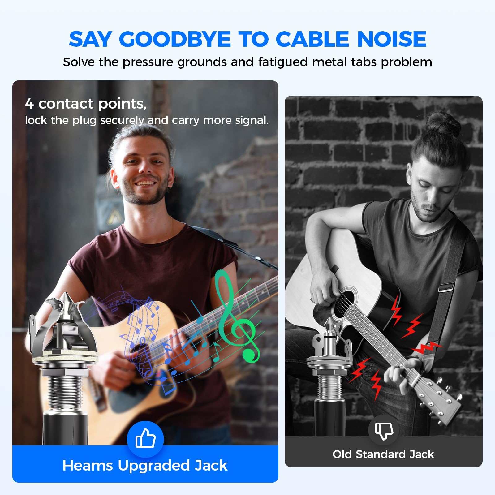 Heams 2 Pack Upgraded Multi-Contact 1/4 Inch Mono Guitar Output Jack, Design For More Stable Contact To Fix Your Guitar Loose An