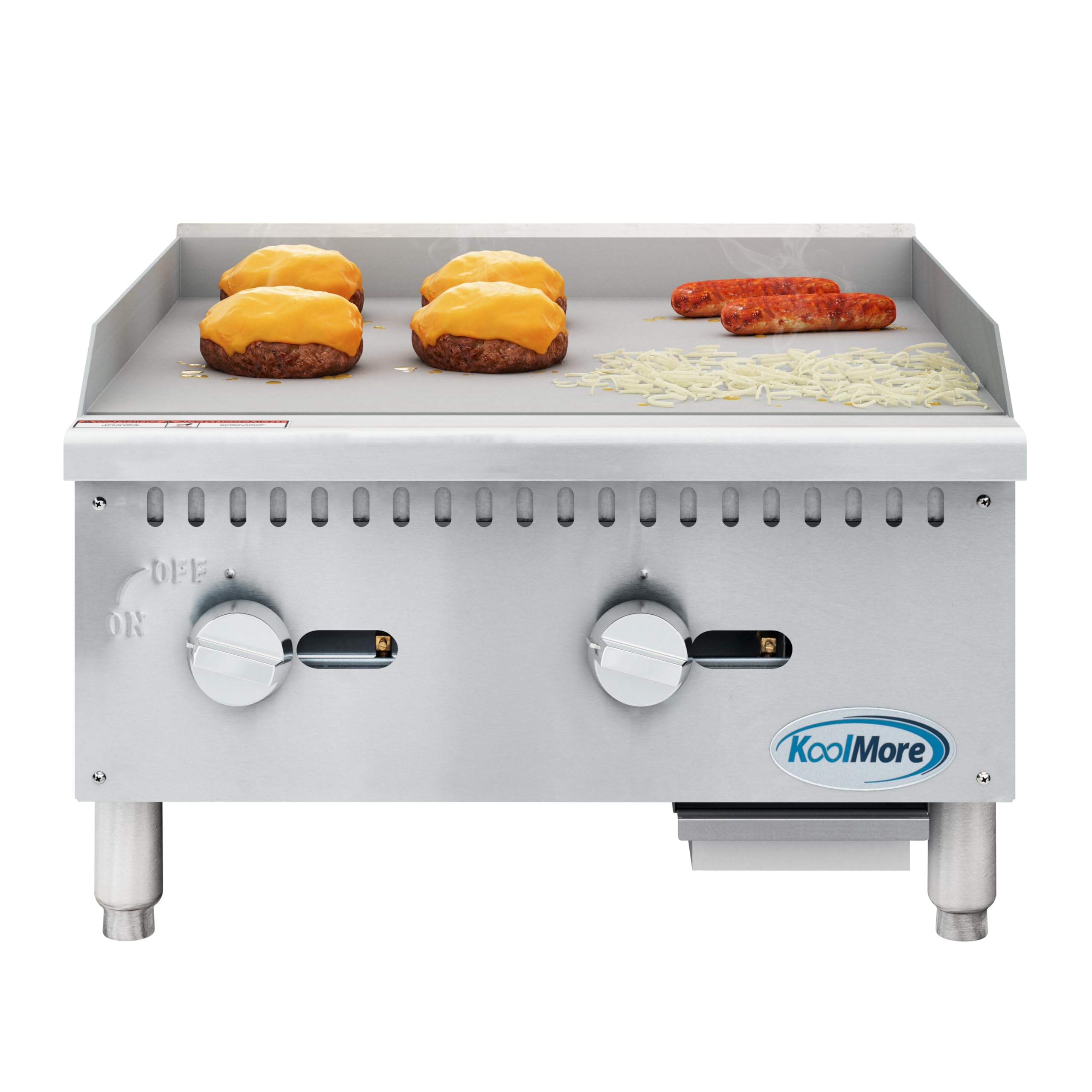 KoolMore 24 in. Natural Gas 2-Burner Griddle with 60,000 BTU in Stainless-Steel, ETL Listed (KM-GG2-24M)