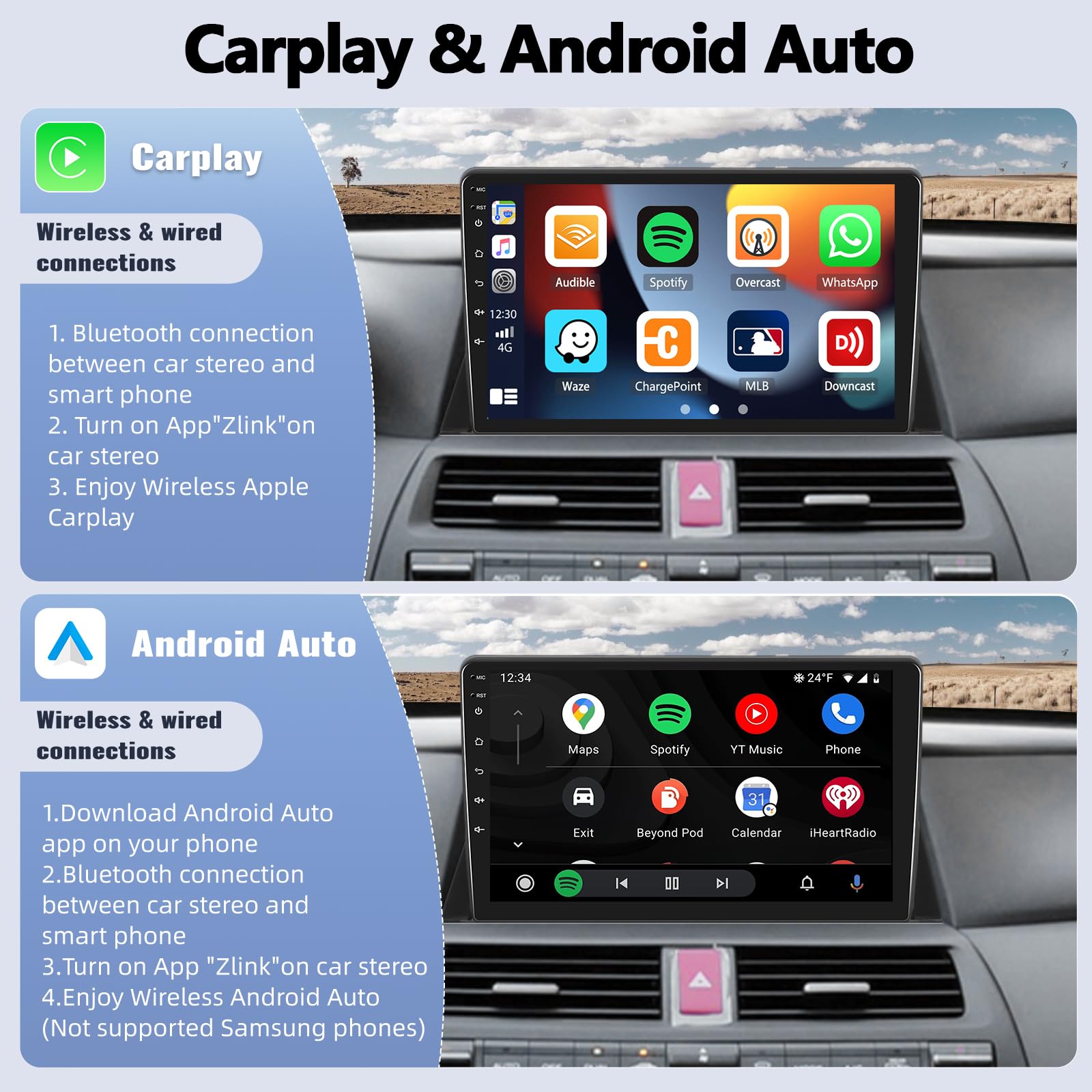 Sixwin Android 13 Car Stereo For Honda Accord 2008 2009 2010 2011 2012 2013 10.1 Inch Touch Screen 2G+64G Carplay Android Auto C