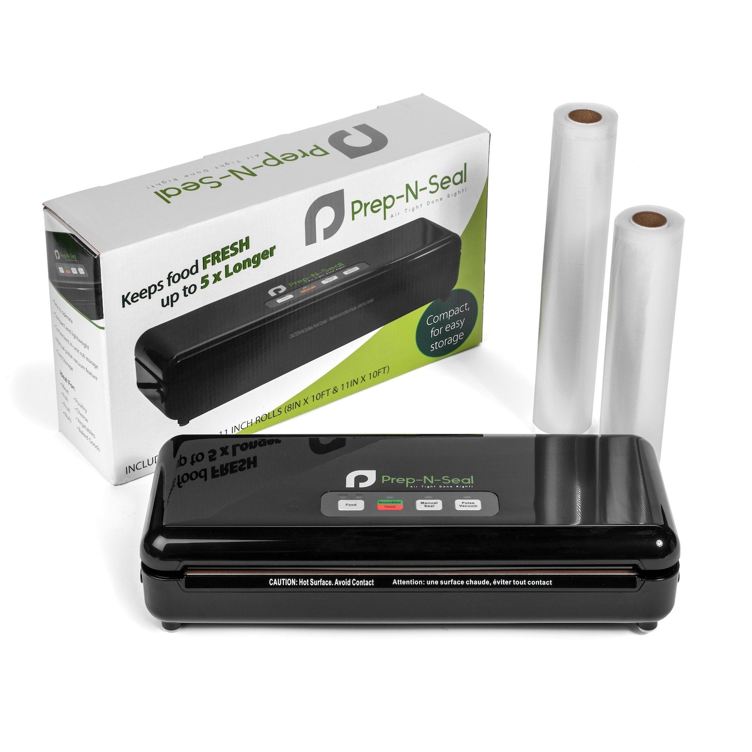 Prep N Seal Food Vacuum Sealer Machine With Heat Seal Rolls, Home Kit, Automatic, Compact, Kitchen Friendly, Easy To Operate, St