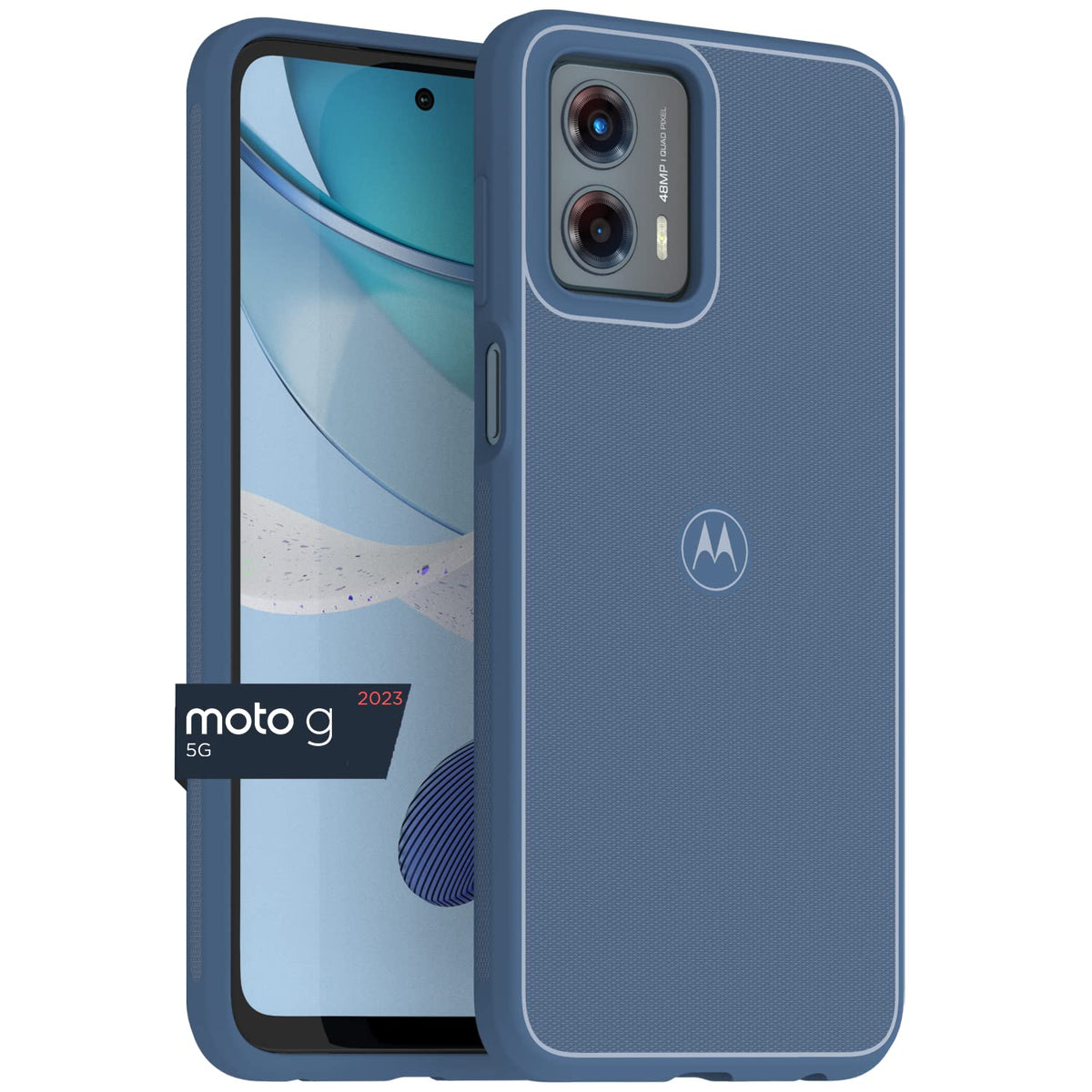 Motorola Moto G 5G (2023) Textured Protective Case  Dusk Blue   Precision Fit Shock Absorbing Cases For Enhanced Phone Grip, Sty