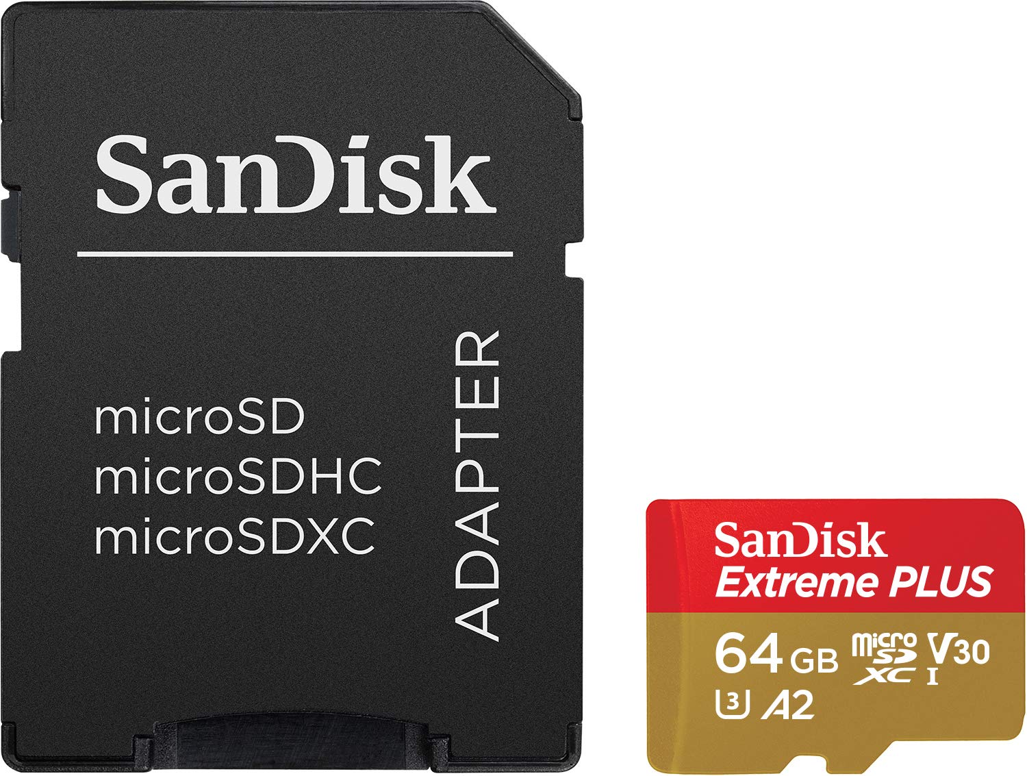 Sandisk Extreme Plus 64 Gb Microsdxc Memory Card + Sd Adapter With A2 App Performance Up To 170 Mb/S, Class 10, U3, V30
