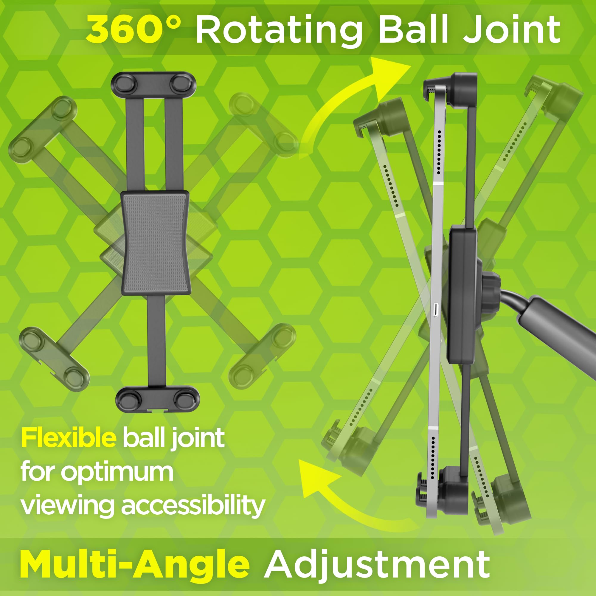 Truckules Tablet Mount For Truck, Heavy Duty Super Suction Cup For Tablet & Ipad Mount Truck Dashboard Windshield 16.7 Inch Long