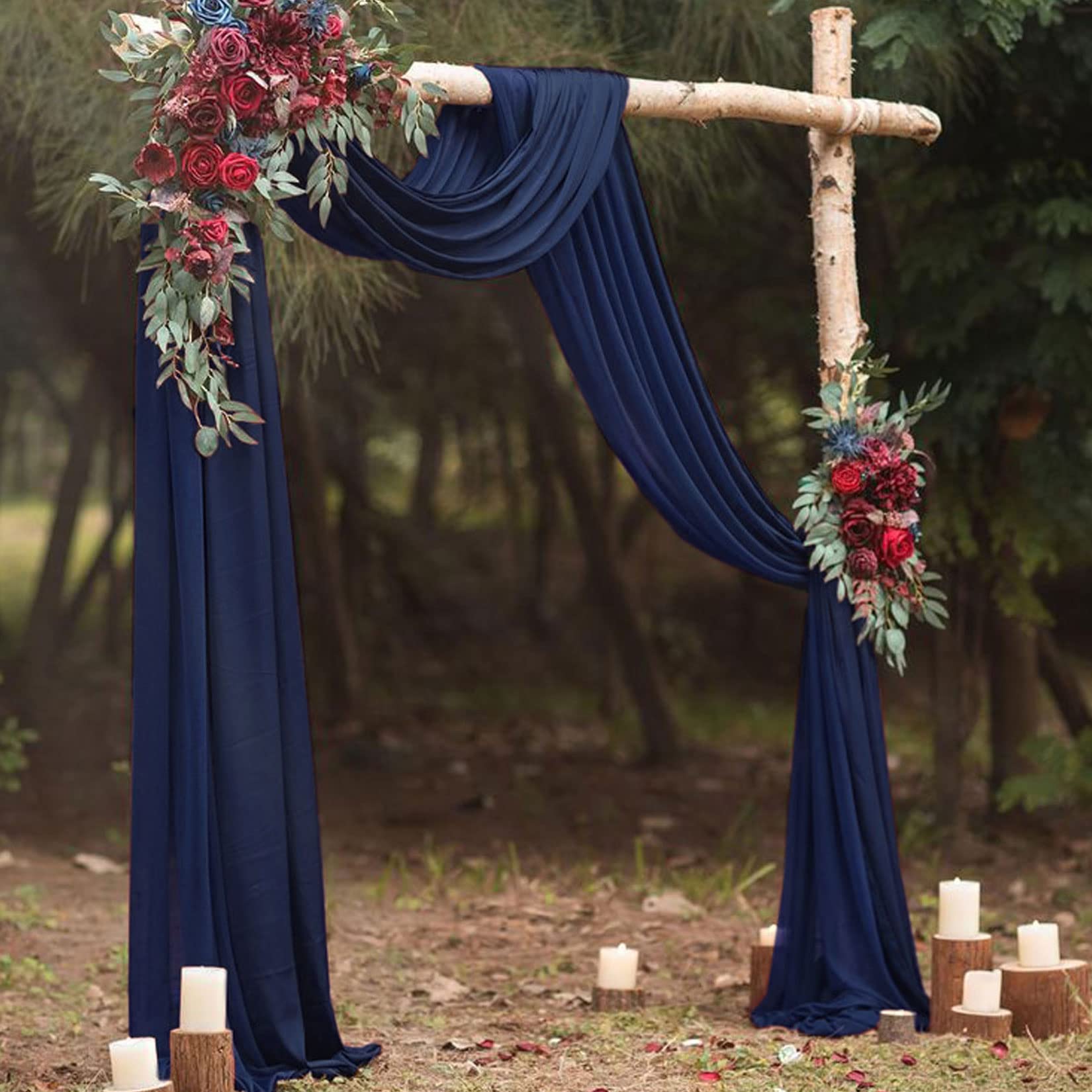 Wedding Arch Draping Fabric Chiffon Fabric Navy Blue Drapery 2 Panels 6 Yards Sheer Ceiling Drapes Chiffon Backdrop Curtains For