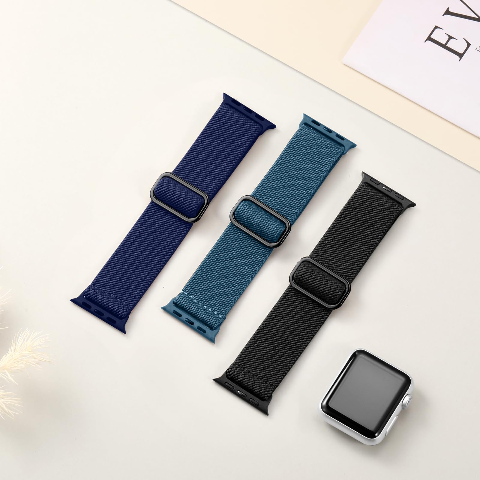 Daqin Stretchy Solo Loop Compatible With Apple Watch Band 45Mm 44Mm 42Mm 49Mm 41Mm 38Mm 40Mm Women Men, Elastic Nylon Braided Sp