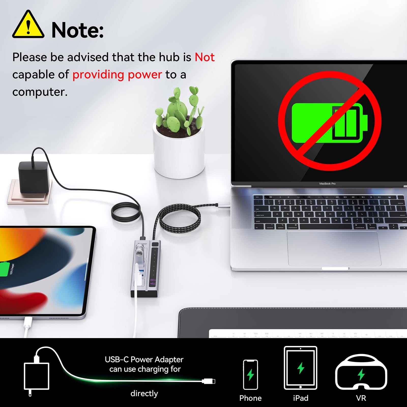 Minisopuru USB C Hub - 10Gbps Data Transfer, Max 45W Charging, Black
