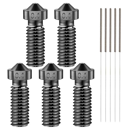 Simax3D 5Pcs Volcano Nozzle 0.4Mm,M6 Hardened Steel Printed Head For J Head Hotend Extruder Parts,Compatible Artillery/Sidewinde