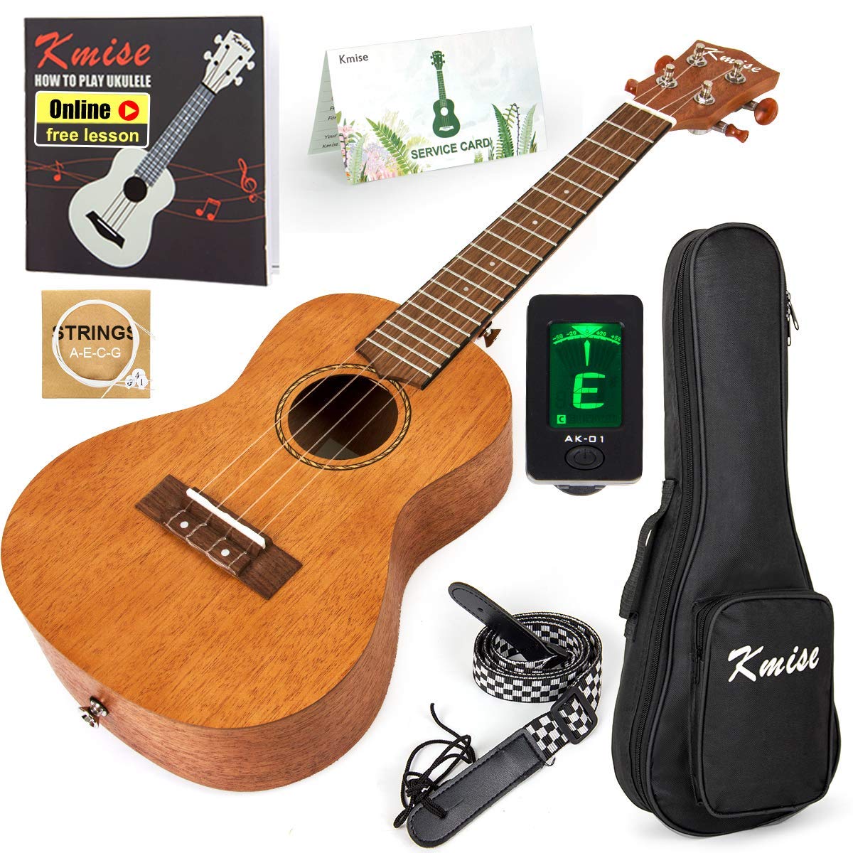 Kmise Concert Ukulele Kit Vintage Uke For Beginner With Starter Pack ( Gig Bag Tuner Strap String Instruction Booklet ) 23 Inch