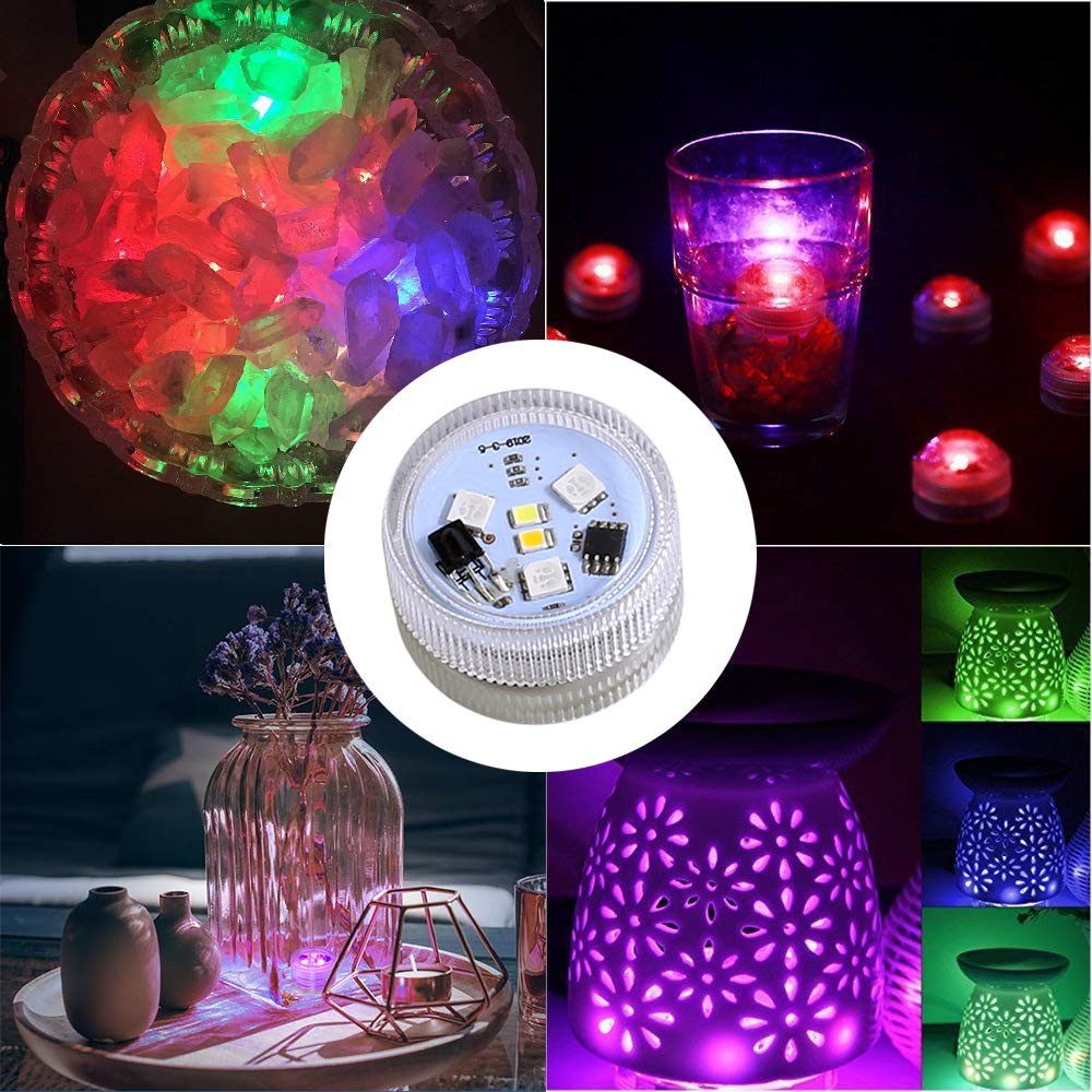 Kucam Mini Submersible Led Lights, Waterproof Small Led Tea Lights Candle With Remote Battery Operated,Rgb Color Changing For Va