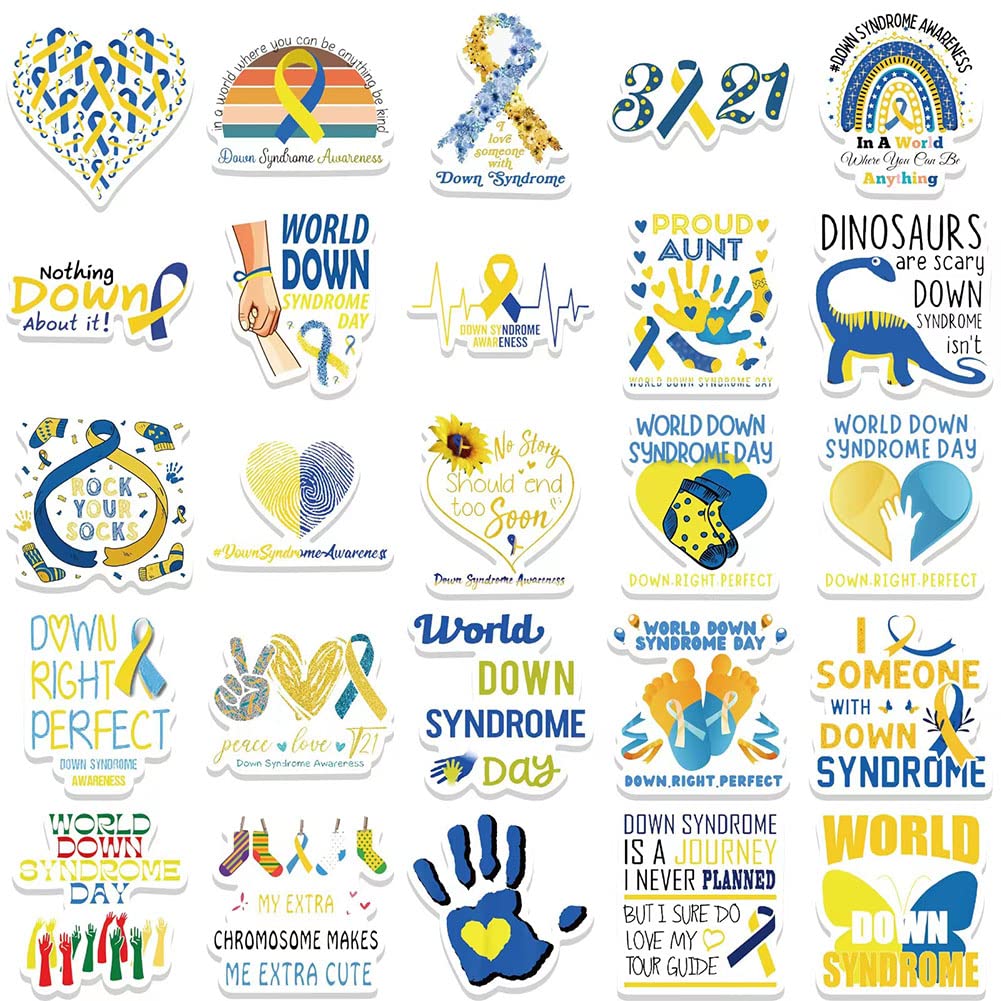 Down'S Syndrome Stickers |50Pcs Care Ds Waterproof Vinyl Decals For Water Bottles Laptop Luggage Cup Computer Mobile Phone Skate