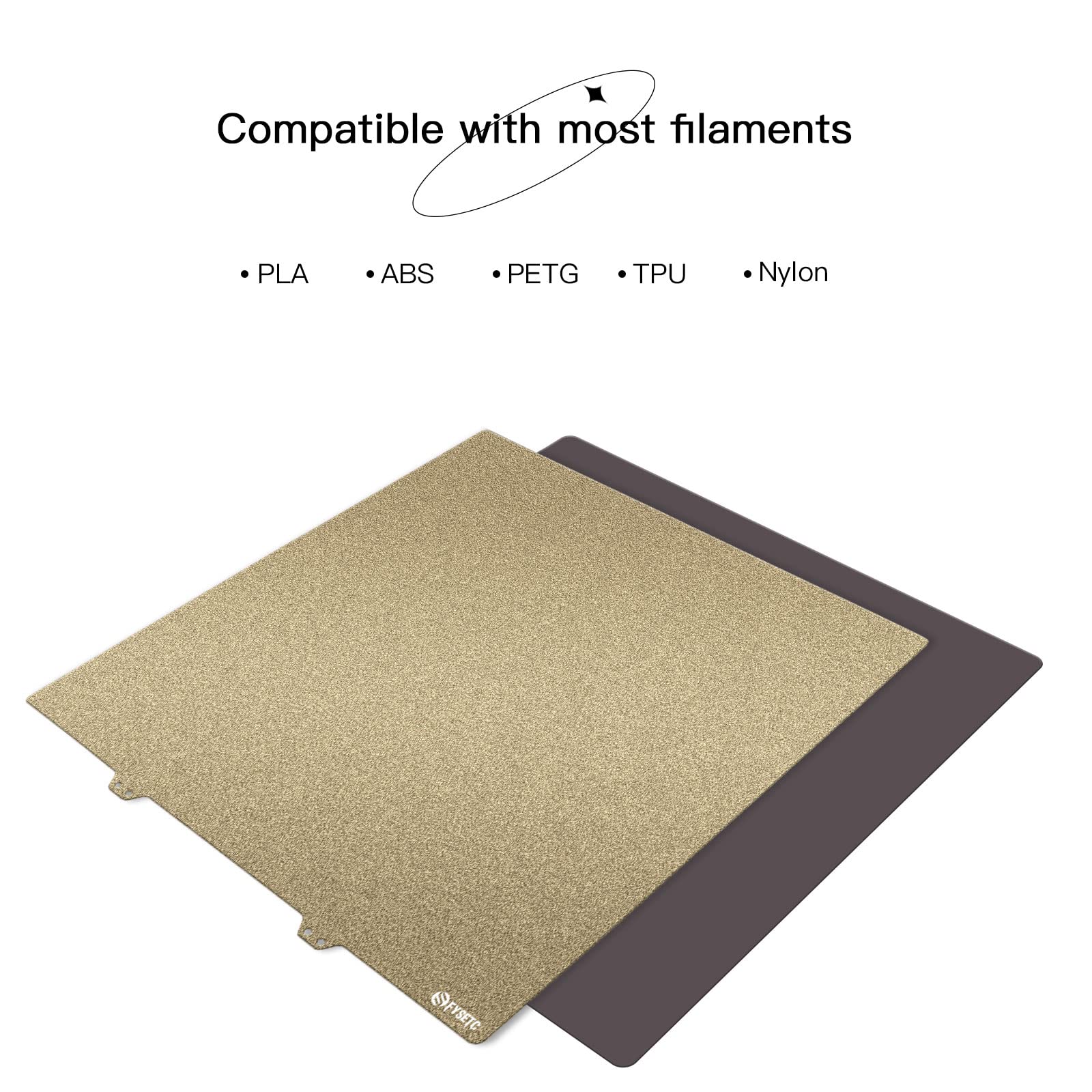 Fysetc Ender 5 Plus Build Plate Spring Steel 377X370Mm/14.84X14.56In Double Sided Textured Pei Surface And Sticker Bottom With A