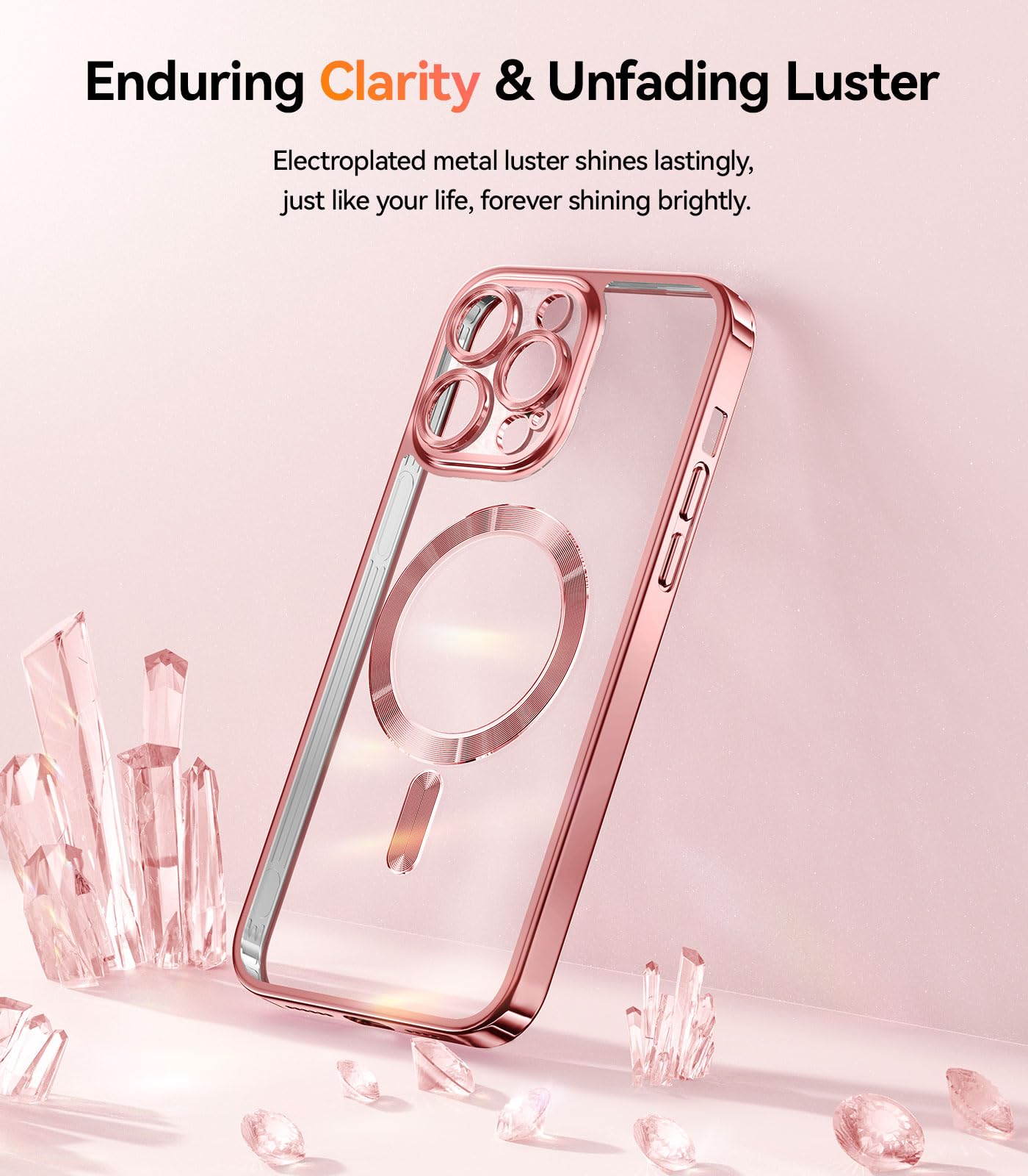 Meifigno Candy Mag Series Case Designed For Iphone 13 Pro Max, [Compatible With Magsafe][Glitter Card & Wrist Strap] Surround Ra