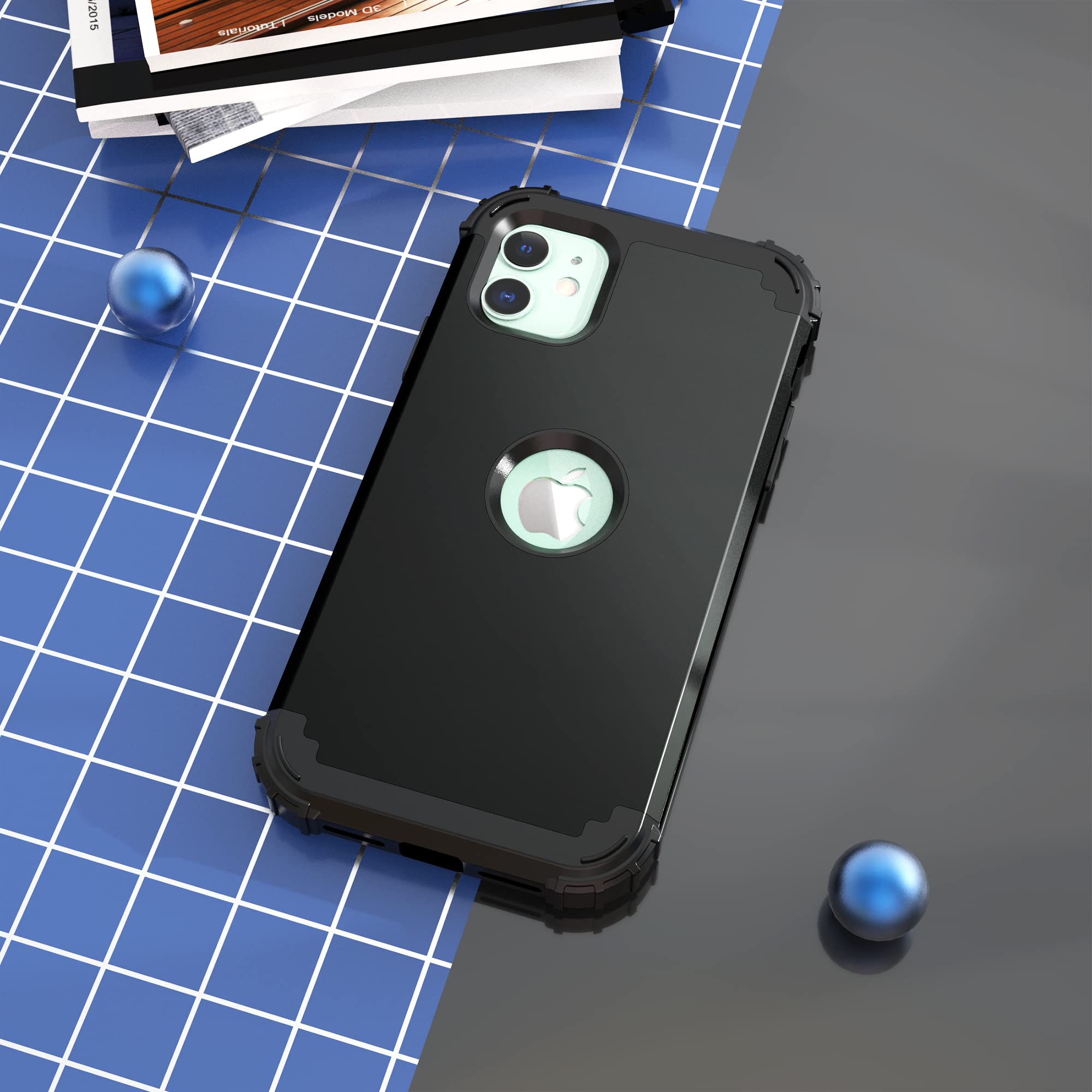 Idweel Iphone 11 Case With Tempered Glass Screen Protector,Hybrid 3 In 1 Shockproof Slim Heavy Duty Protection Hard Pc Cover Sof