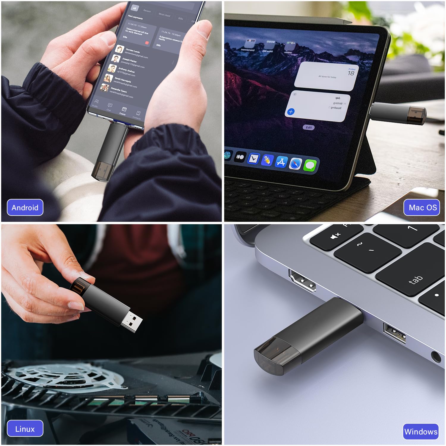 Joiot 128Gb Usb C Flash Drive Dual Usb 3.0 Flash Drive Type C + Usb A Portable Type C Flash Drive With Keychain Hole 2 In 1 Usb