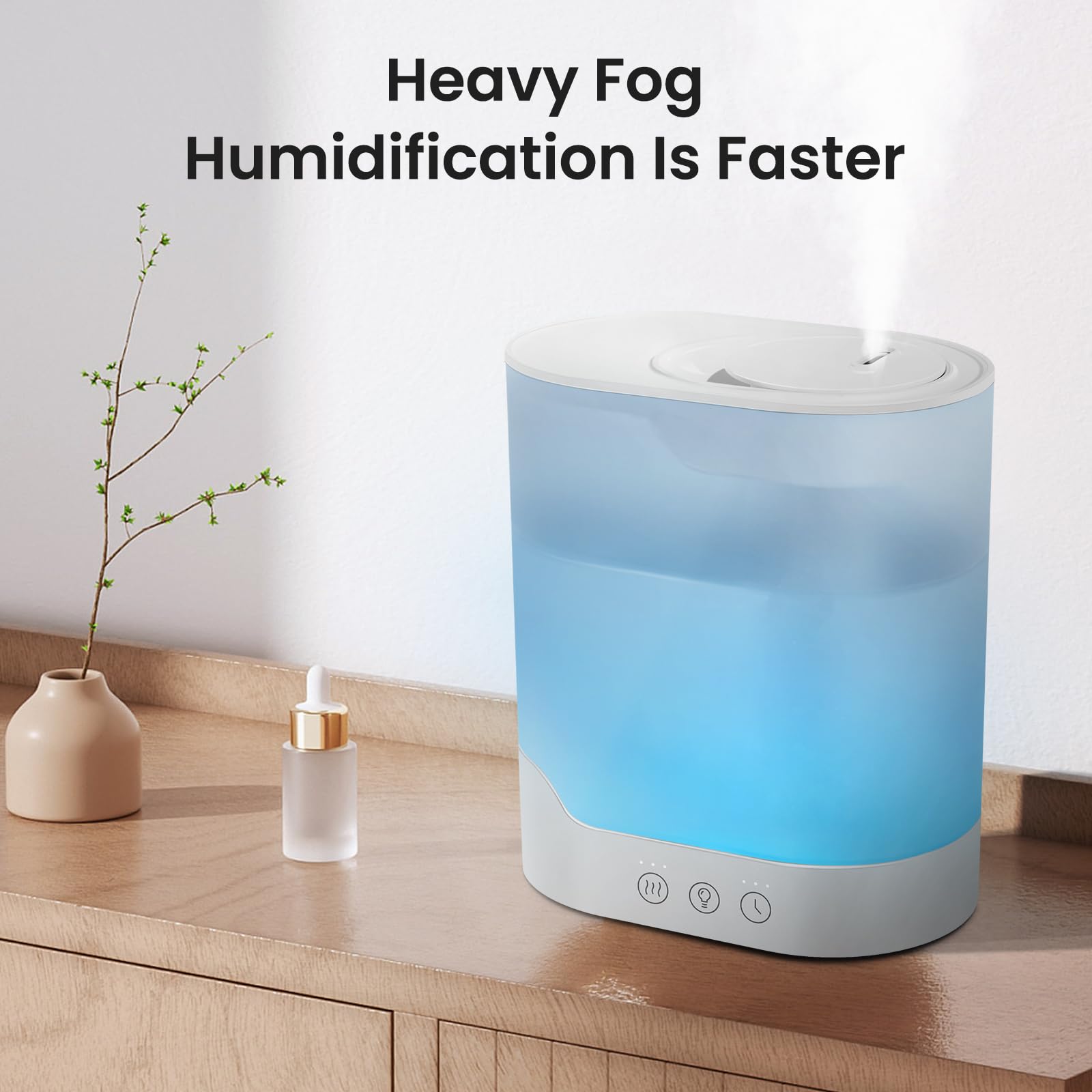 YOGIN Air Humidifier - 3L Top-Fill Cool Mist & Essential Oil Diffuser, Ultra-Quiet <24dB, Smart Control, Model Hu25