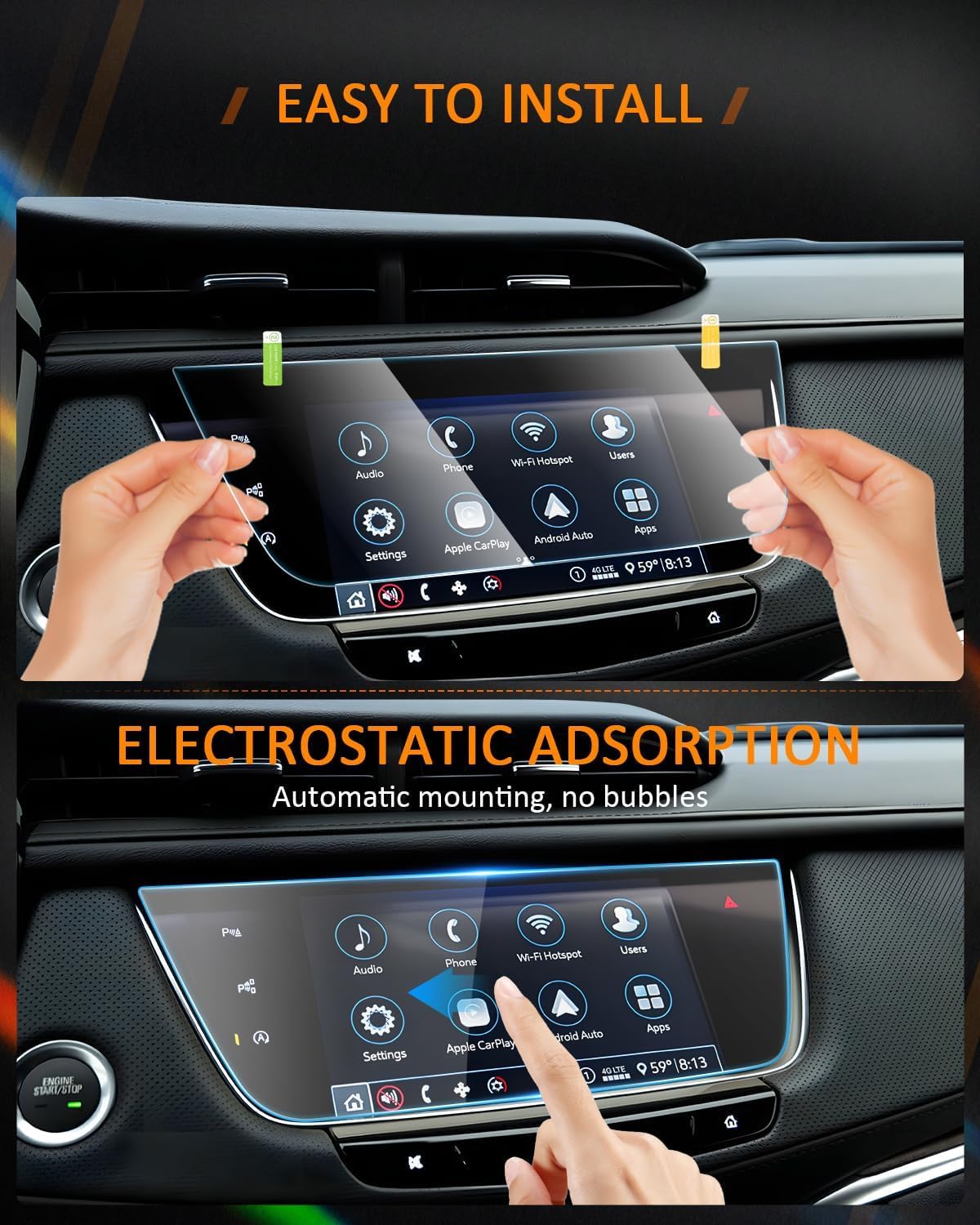 Cdefg 2 Pack Tempered Glass For Cadillac Xt5 Xt6 Screen Protector Touchscreen Cover For Cadillac Xt5 Xt6 Accessories 2017 2018 2019 2020 2021 2022 2023 2024 2025 Luxury/Premium/Sport 8' Tempered Glass