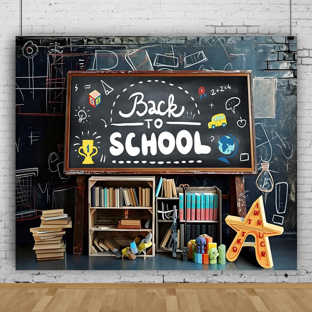 Back To School Backdrop 10X8Ft Classroom Chalkboard Bookshelf Photography Background For Classroom Decorations Online Teaching T
