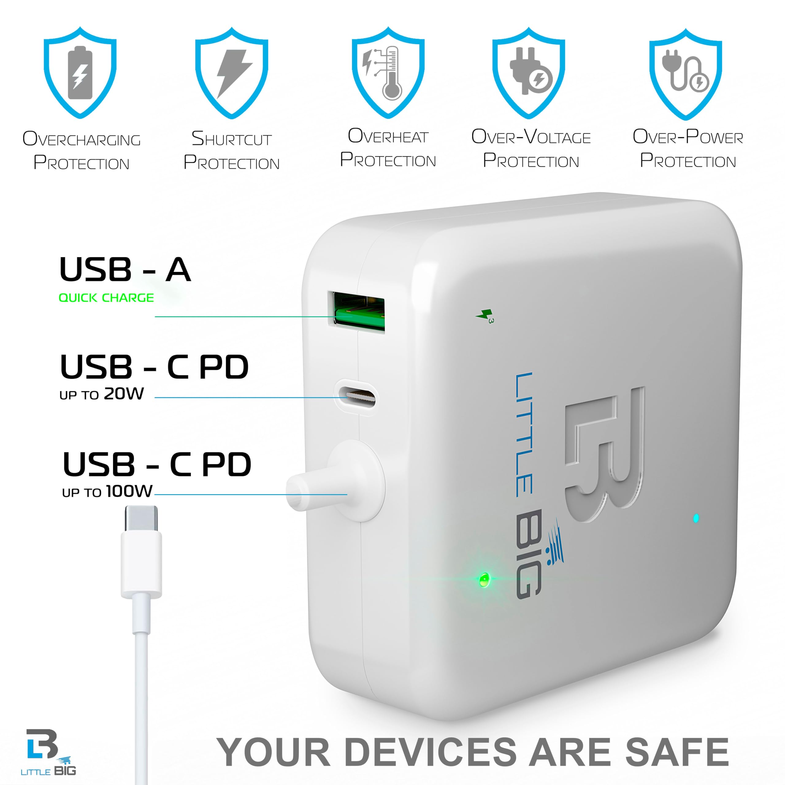Mac Book Pro Charger   100W Usb C Fast Charger For Macbook Pro   With Additional Charging Ports (Usbc & Usb), Extra Long 131 Inc