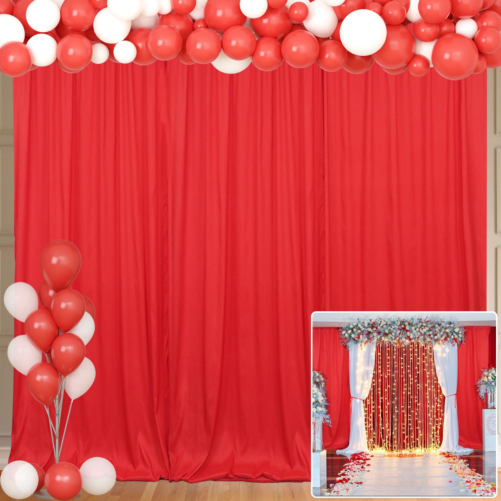 10X10Ft Red Backdrop Curtains For Parties   Red Backdrop Curtain For Baby Shower Birthday Photo Home Party Curtains Backdrop 5X1