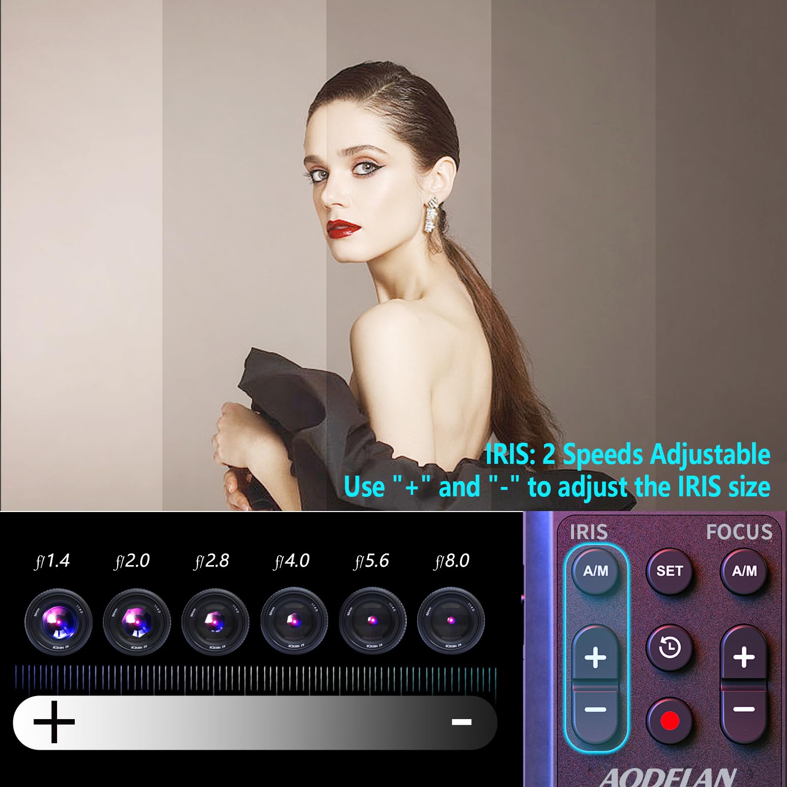 Aodelan Remote Control Camcorder Wireless Zoom Controller With Lanc Or 2.5Mm Remote Jack For Sony And Canon, Zoom Focus Iris Rec