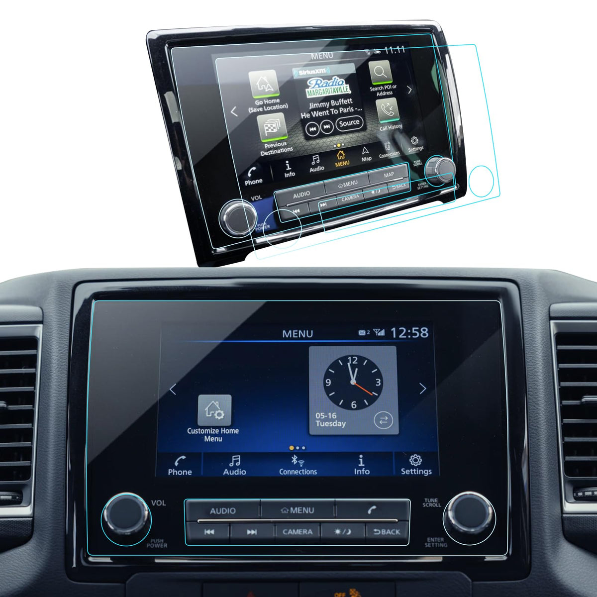Lantu 2Pcs Car Screen Protector For 2024 2023 2022 Frontier Accessories 9'' Nano Pickup Truck Gps Navigation Touchscreen Protect