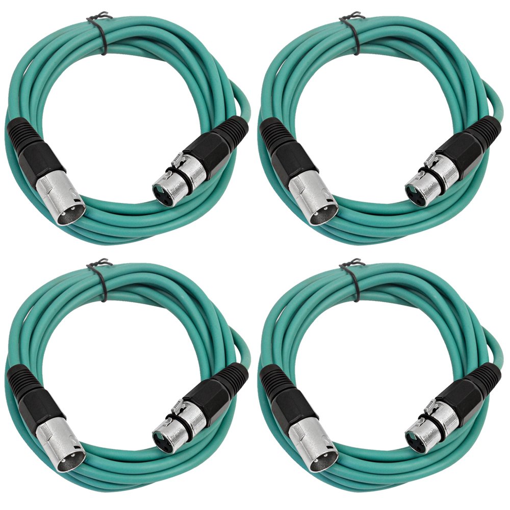 Seismic Audio - Saxlx-6-4 Pack Of 6' Xlr Male To Xlr Female Patch Cables - Balanced - 6 Foot Patch Cord - Green And Green