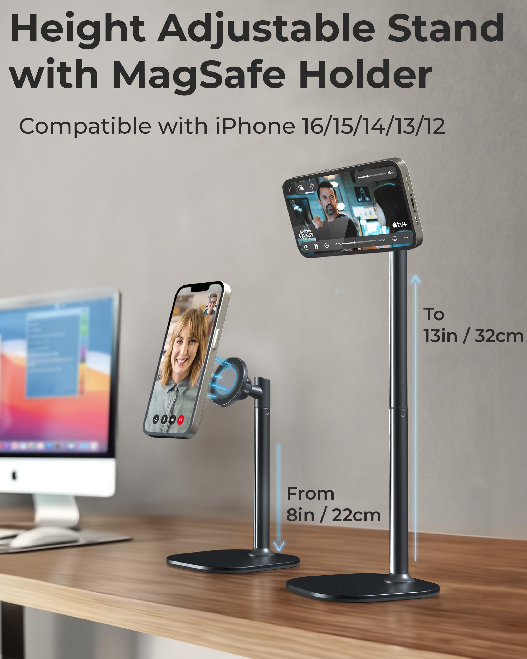 Cooper Magstand - Adjustable Magnetic Iphone Stand For Desk & Phone Holder For Video Recording, Compatible With Magsafe, Stand F