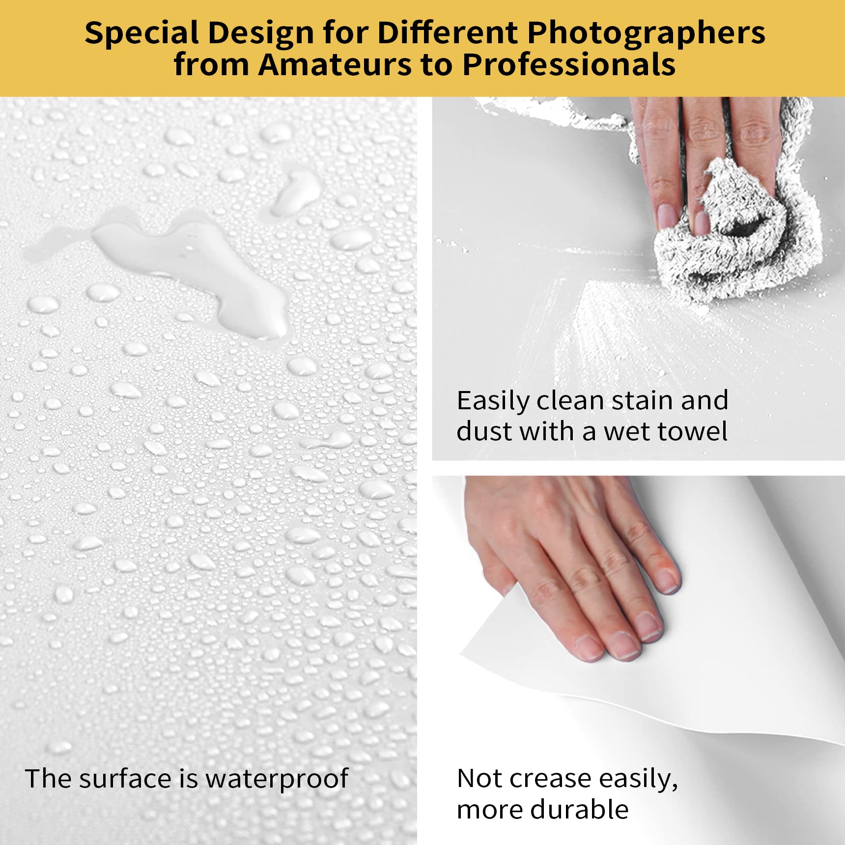 Selens 3.3X6.5Ft/1X2M White Pvc Backdrop For Photography, Pvc Matte Vinyl Seamless Background Non Reflection For Photo Studio Background Screen Television Video Recording