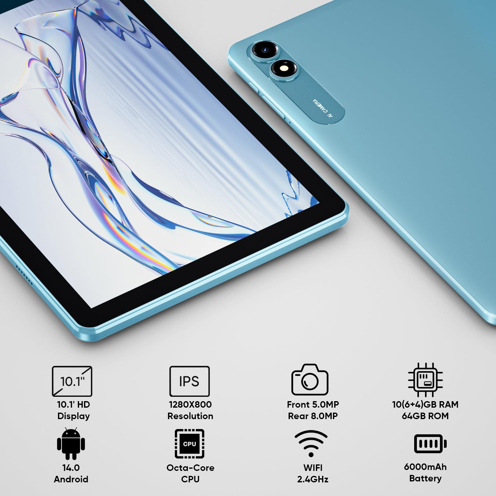 Tablet Android 14 Tablets, 64Gb+10(4+6 Expand)Gb/512Gb Expandable, Octa Core Tablet With Dual Band Wifi, Fast Charging Battery,