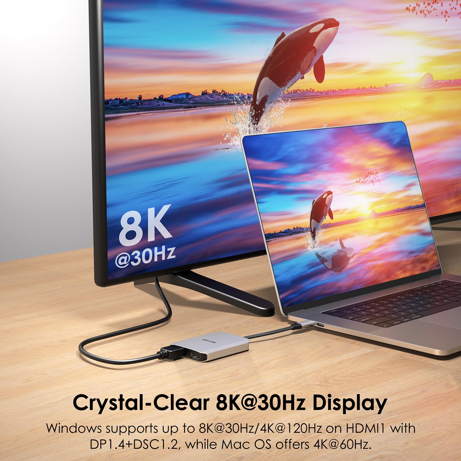 Usb C To Dual Hdmi Adapter, Wavlink Dual 4K@60Hz Hdmi Adapter With 100W Power Delivery For Dell Xps, Hp, Lenovo, Thunderbolt 3/4