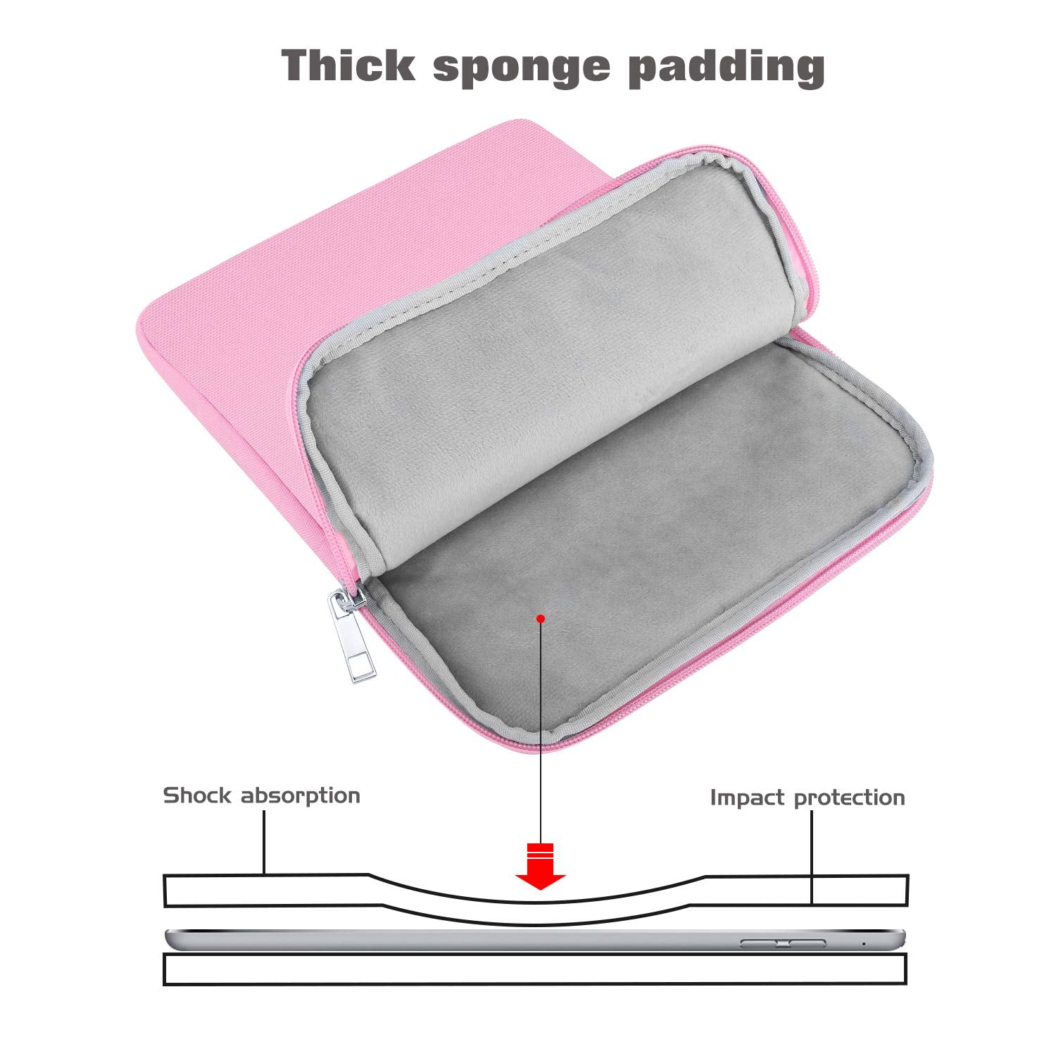 MoKo 9 11 Inch Tablet Sleeve Bag Carrying Case Fits New 11 inch iPad Pro M4/iPad Air M2 2024, iPad Air 5/4/3 10.9'/10.5', iPad Pro 11 M2, iPad 10th 10.9, iPad 9/8th Gen 10.2, Tab S8/S9 11',Pink