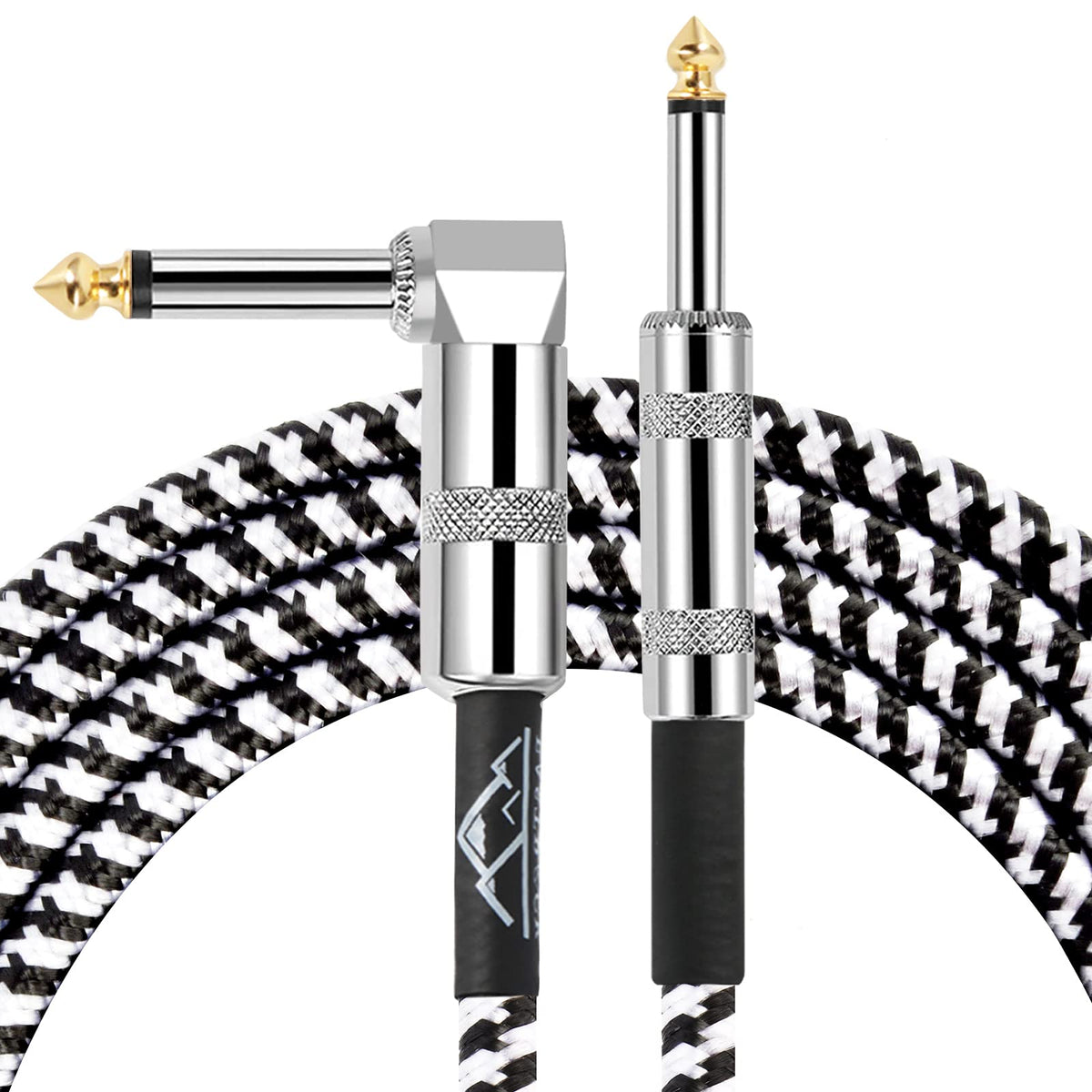 Eastrock 1/4 Inch Guitar Instrument Cable 10 Ft Right Angle To Straight Tweed Cloth Jacket Guitar Cable Input For Electric Guita