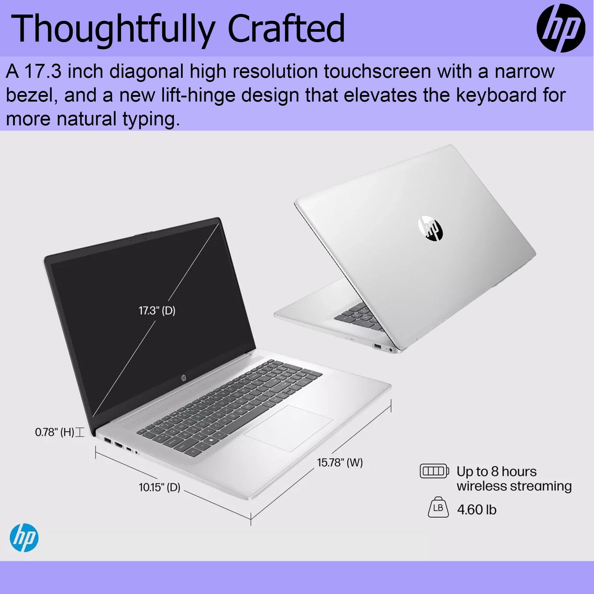 Hp Laptop, 17.3'' Display, Touch Screen, 64Gb Ram, 3Tb Storage(2Tb Ssd With 128Gb Protable Drive And 1Tb Cloud Storage), 1 Year