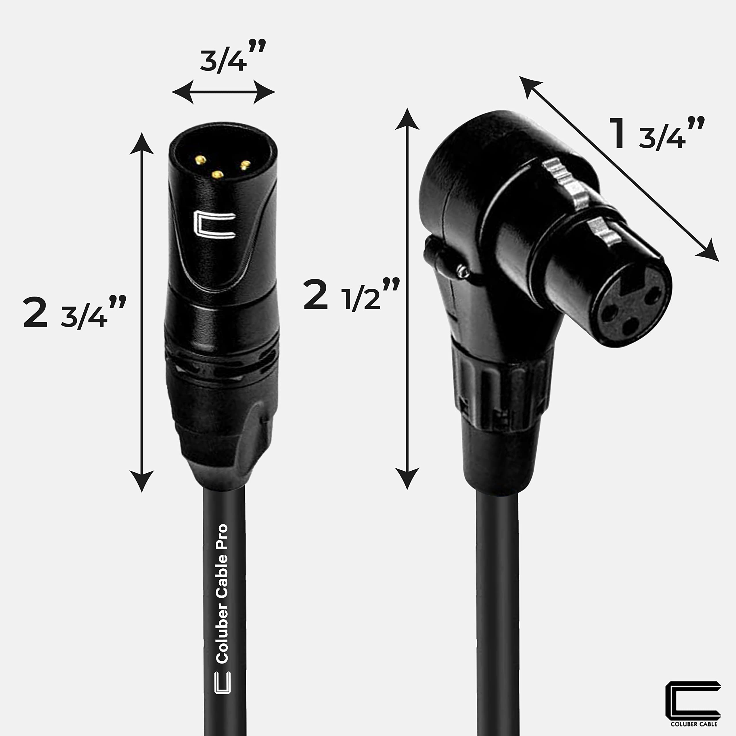 Balanced Xlr Cable Male To Right Angle Female   3 Feet Black   Pro 3 Pin Microphone Connector For Powered Speakers, Audio Interf