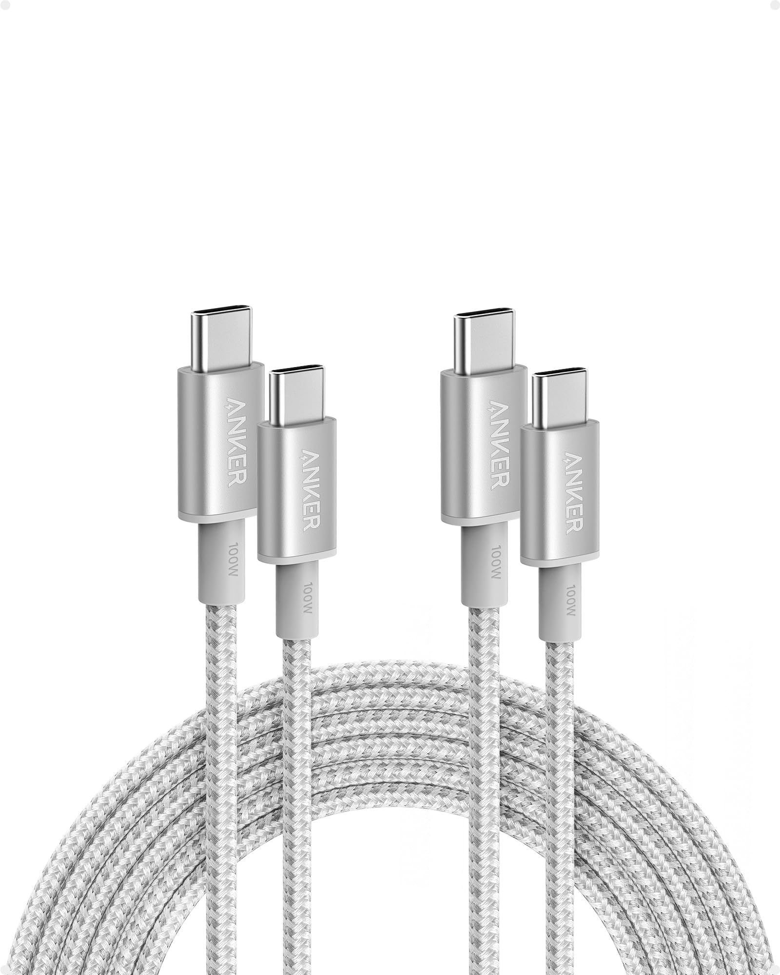 Anker Cable 100W (10Ft, 2Pack), New Nylon Usb C To Usb C Cable 2.0, Type C Charger Fast Charging For Macbook Pro 2020, Ipad Pro 