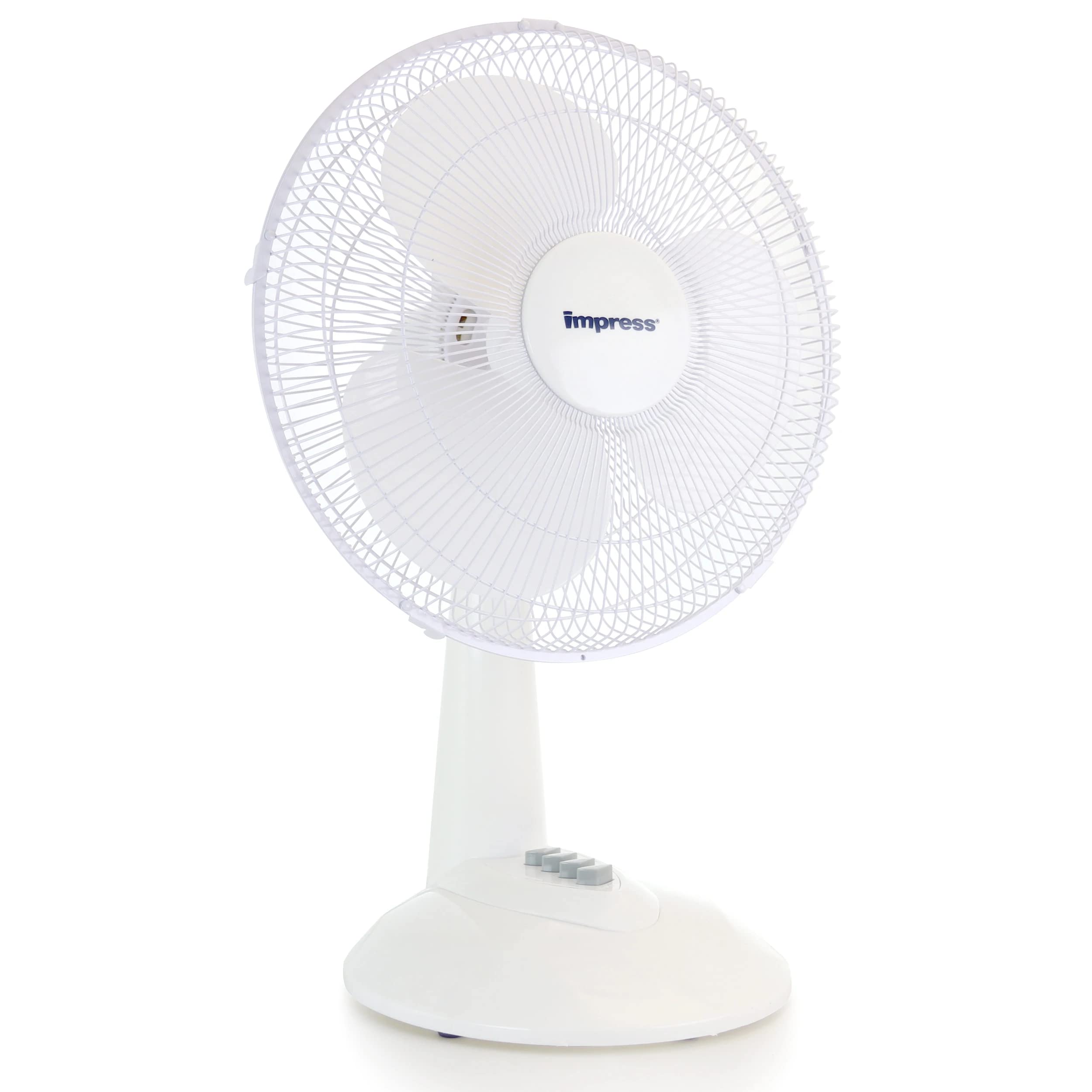 Impress 12 Inch 3 Speed Oscillating Table Fan  White