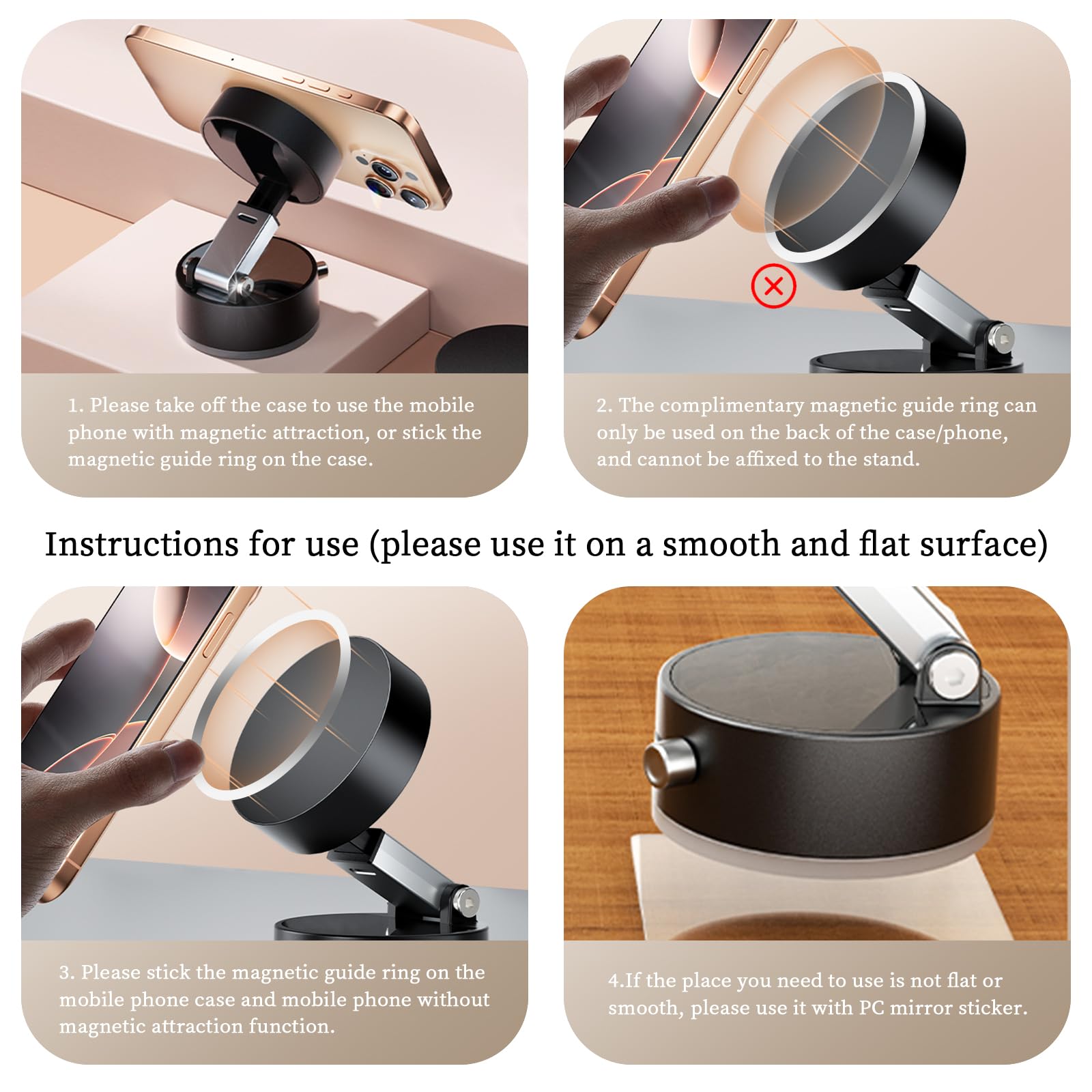 Newvenper Vacuum Magnetic Phone Holder Updated Suction Cup Phone Mount Foldable Multi-Scenario Application 360 Adjustable Magnet