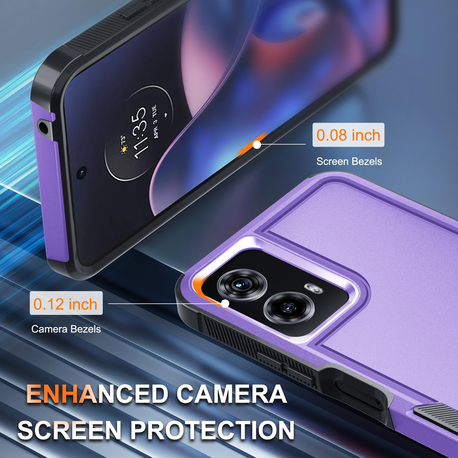 Rmocr Case Compatible With Moto G 5G 2024, Full Body Heavy Duty Rugged Shockproof Protective Phone Cover With Lanyard Strap, Tem