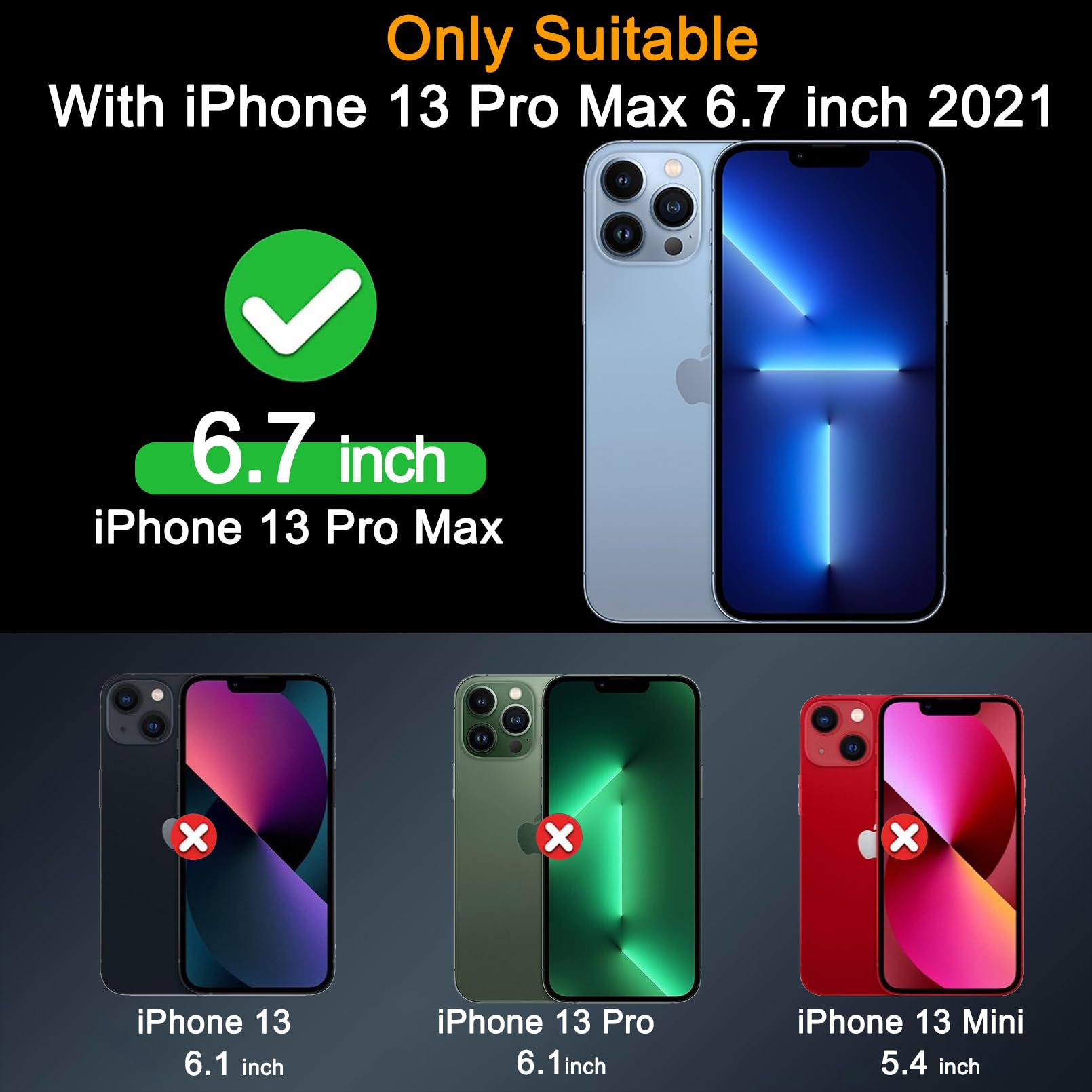 Milomdoi 3 Pack Screen Protector For Apple Iphone 13 Pro Max With 3 Pack Tempered Glass Camera Lens Protector, Ultra 9H Accessor