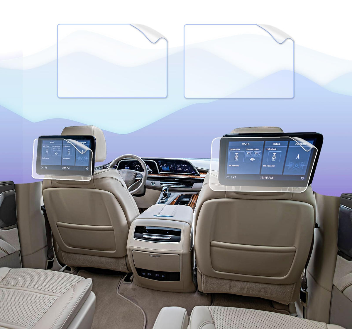 2 Pack For 2025 2024 Tahoe Escalade Rear Seat Screen Protector For 2023 Cadillac Escalade Accessories 2021 2022 2023 2024 Cadill