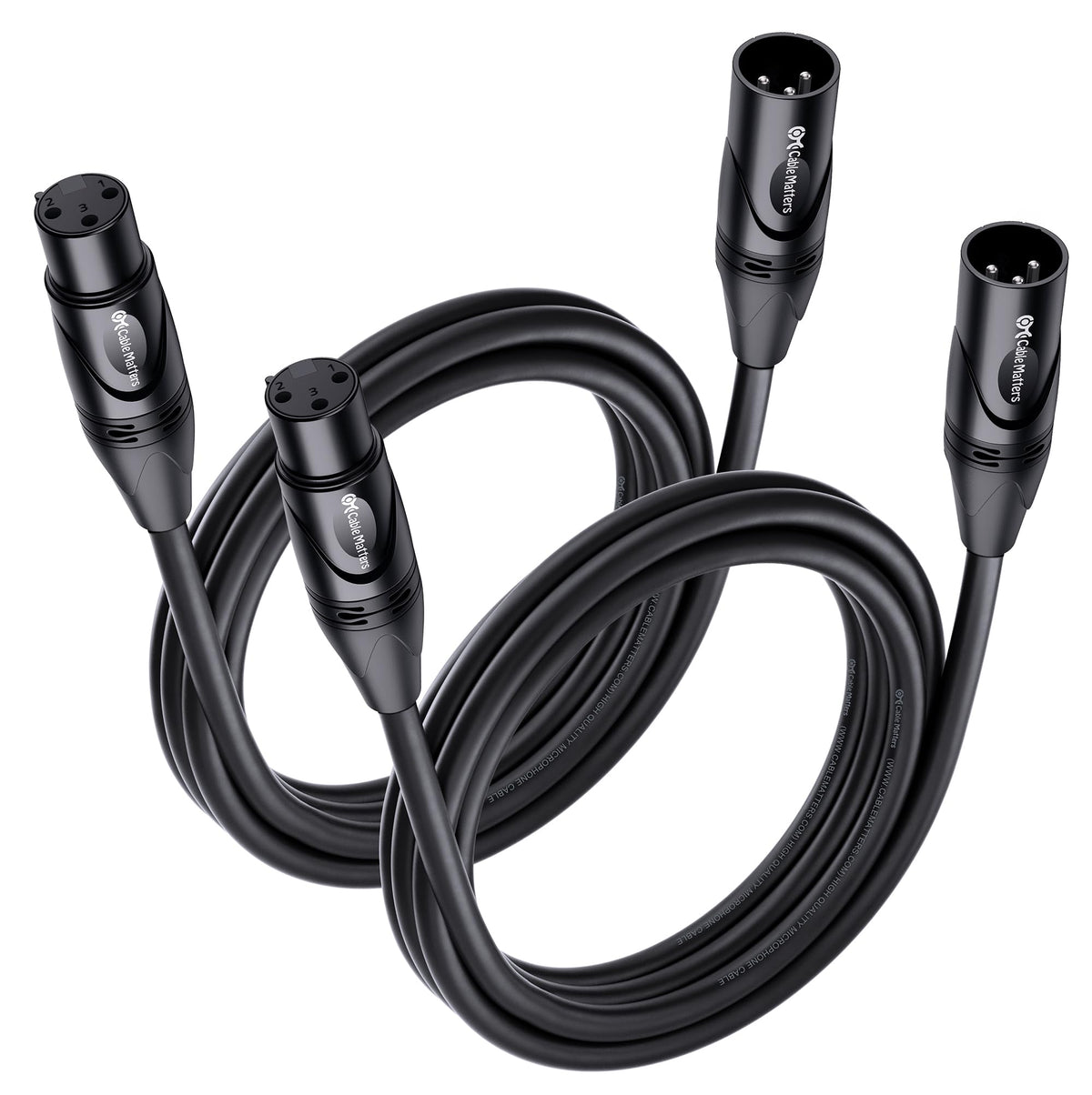 Cable Matters 2 Pack Premium Xlr To Xlr Cables, Xlr Microphone Cable 6 Feet, Oxygen Free Copper (Ofc) Xlr Male To Female Cord, M