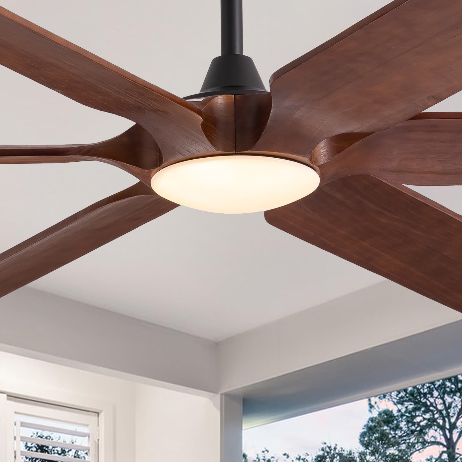 Nuoqiso 72 Inch Black Ceiling Fans with Lights, Reversible Quiet DC Motor, Modern Wood Ceiling Fan with Light and Remote Control