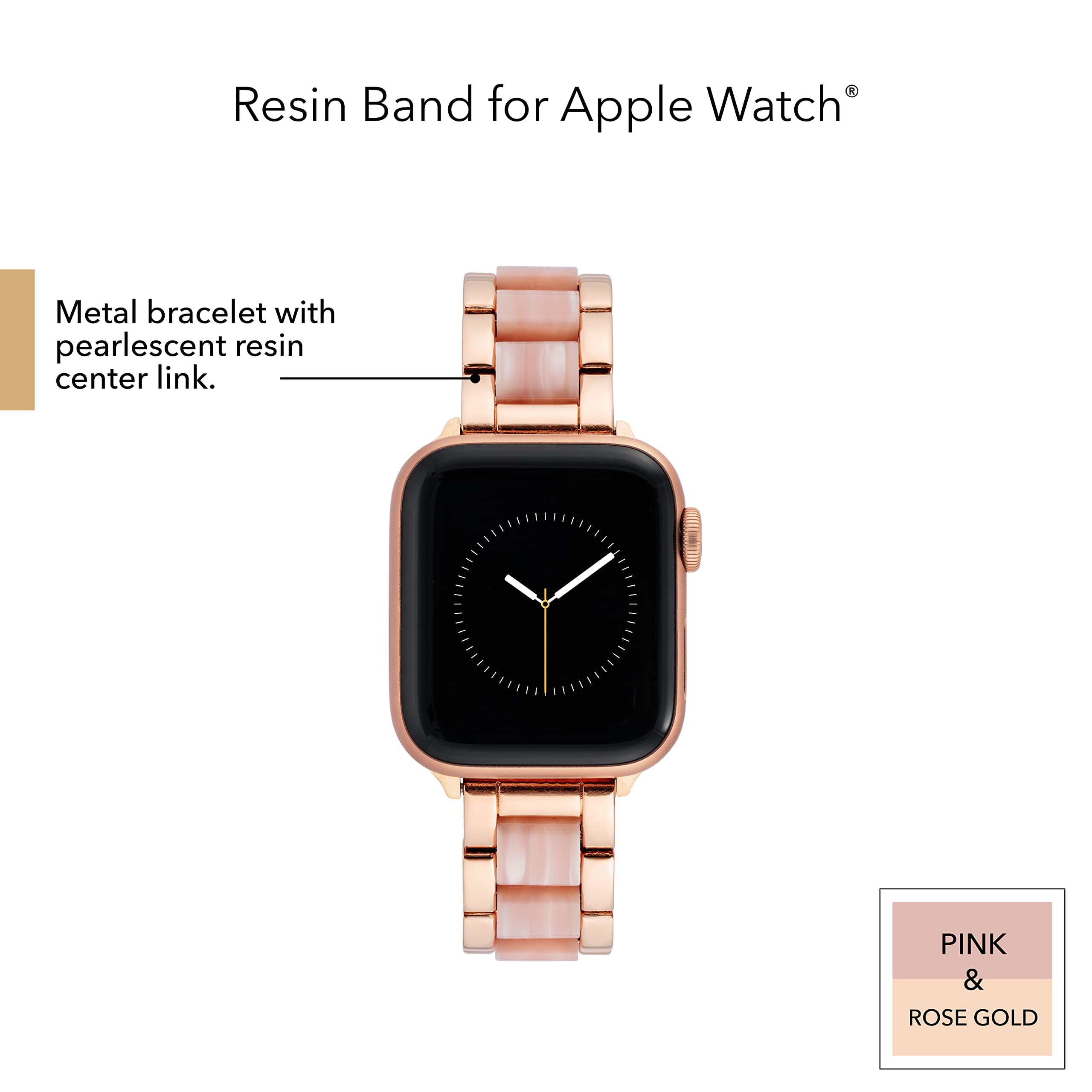 Anne Klein Fashion Resin Bracelet For Apple Watch, Secure, Adjustable, Apple Watch Replacement Band, Fits Most Wrists (42/44/45M