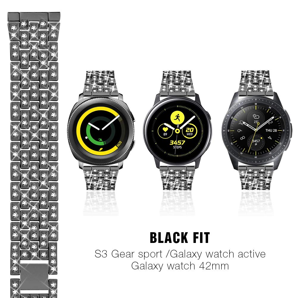 Dsytom Compatible With Galaxy Watch 42Mm Band Women+ Bezel, 20Mm Jewelry Watchband & Bezel Ring Cover Diamond Strap Bracelet For
