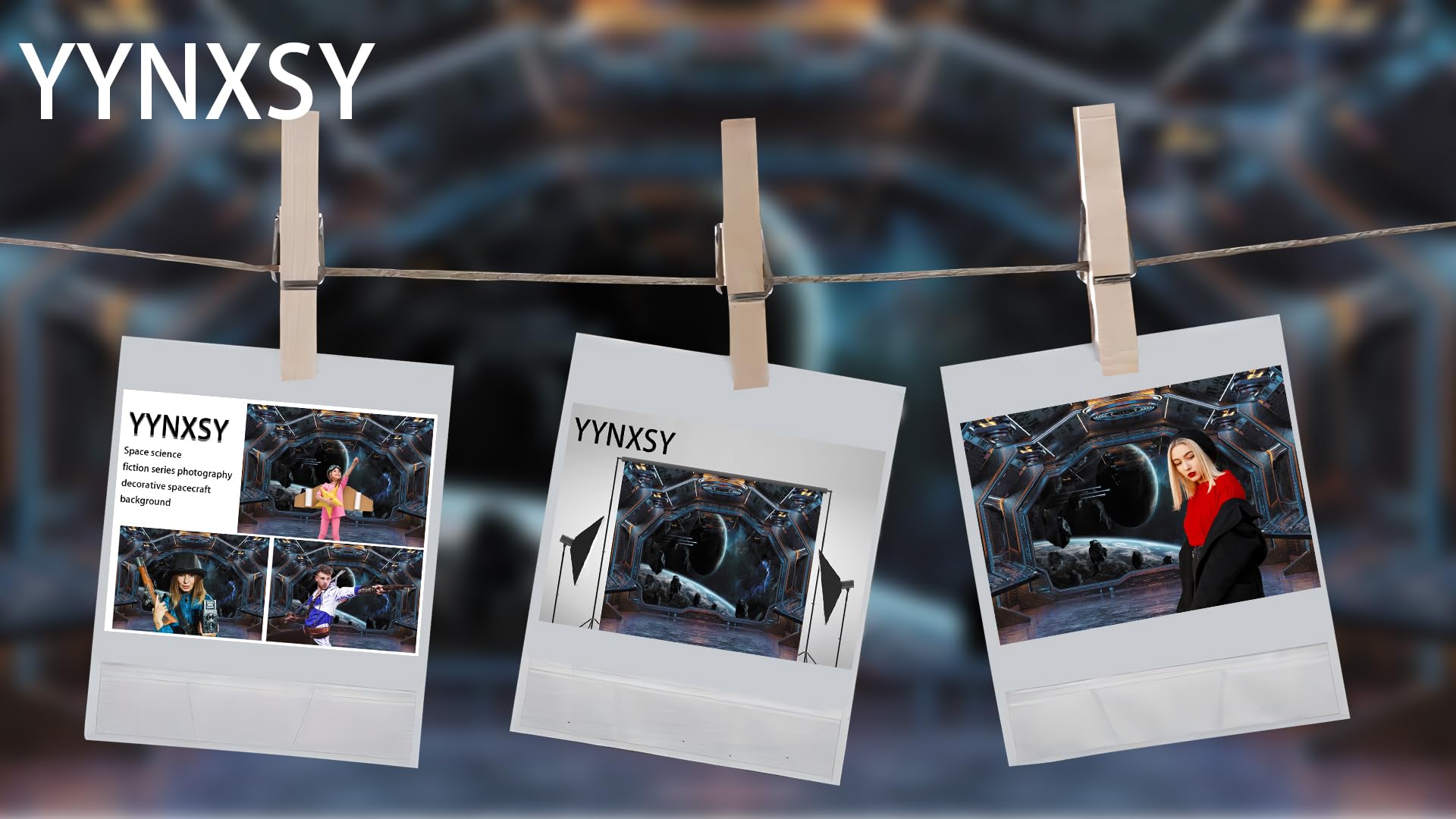 Yynxsy Space Station Background Spaceship Photography Backdrops Science Fiction Technology Series Small Video Shooting Children