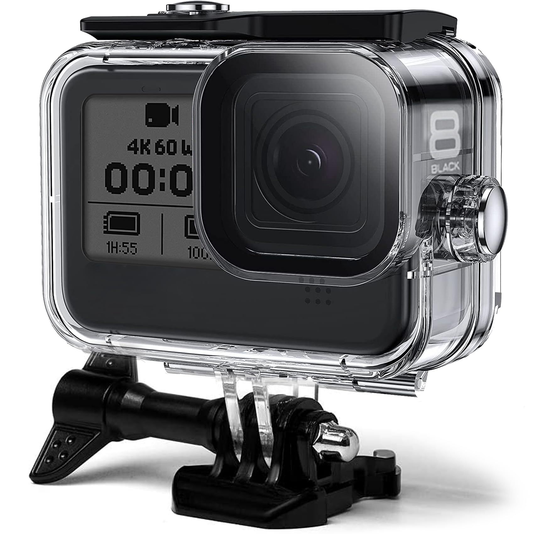 Fitstill Waterproof Case For Go Pro Hero 8 Black,60M/196Ft Protective Underwater Dive Housing Shell With Bracket Accessories For