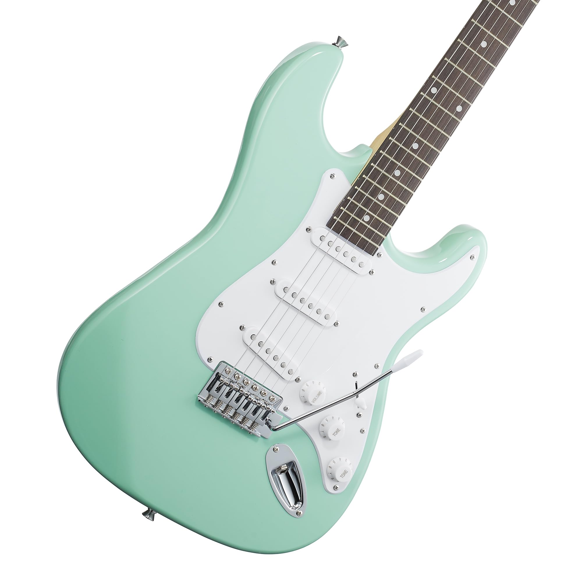 Ashthorpe 39 Inch Electric Guitar (Mint Green White), Full Size Guitar Kit With Padded Gig Bag, Tremolo Bar, Strap, Strings, Cab